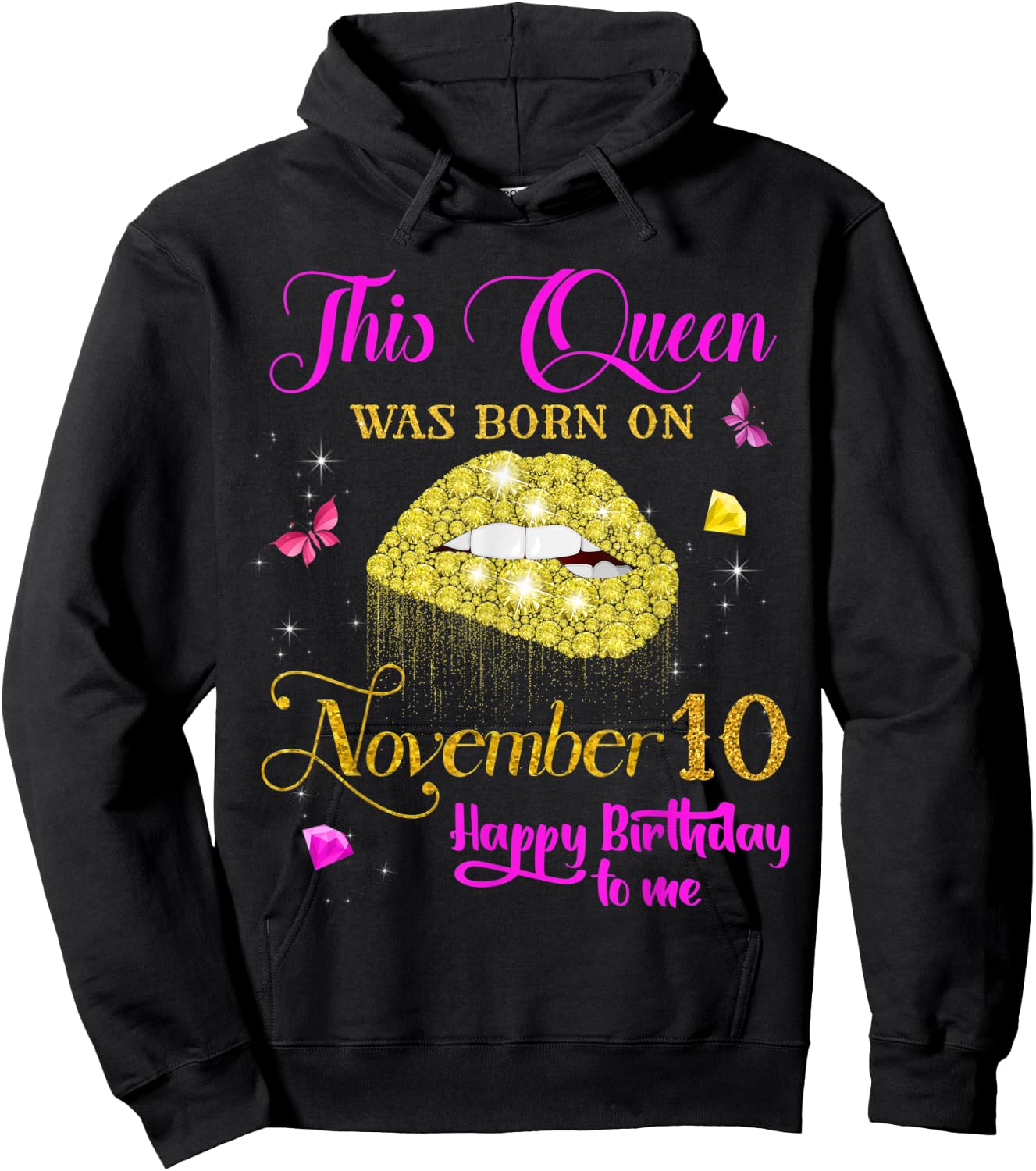 This Queen Was Born on November 10, 10th November Birthday Hoodie - Hoodie | Black