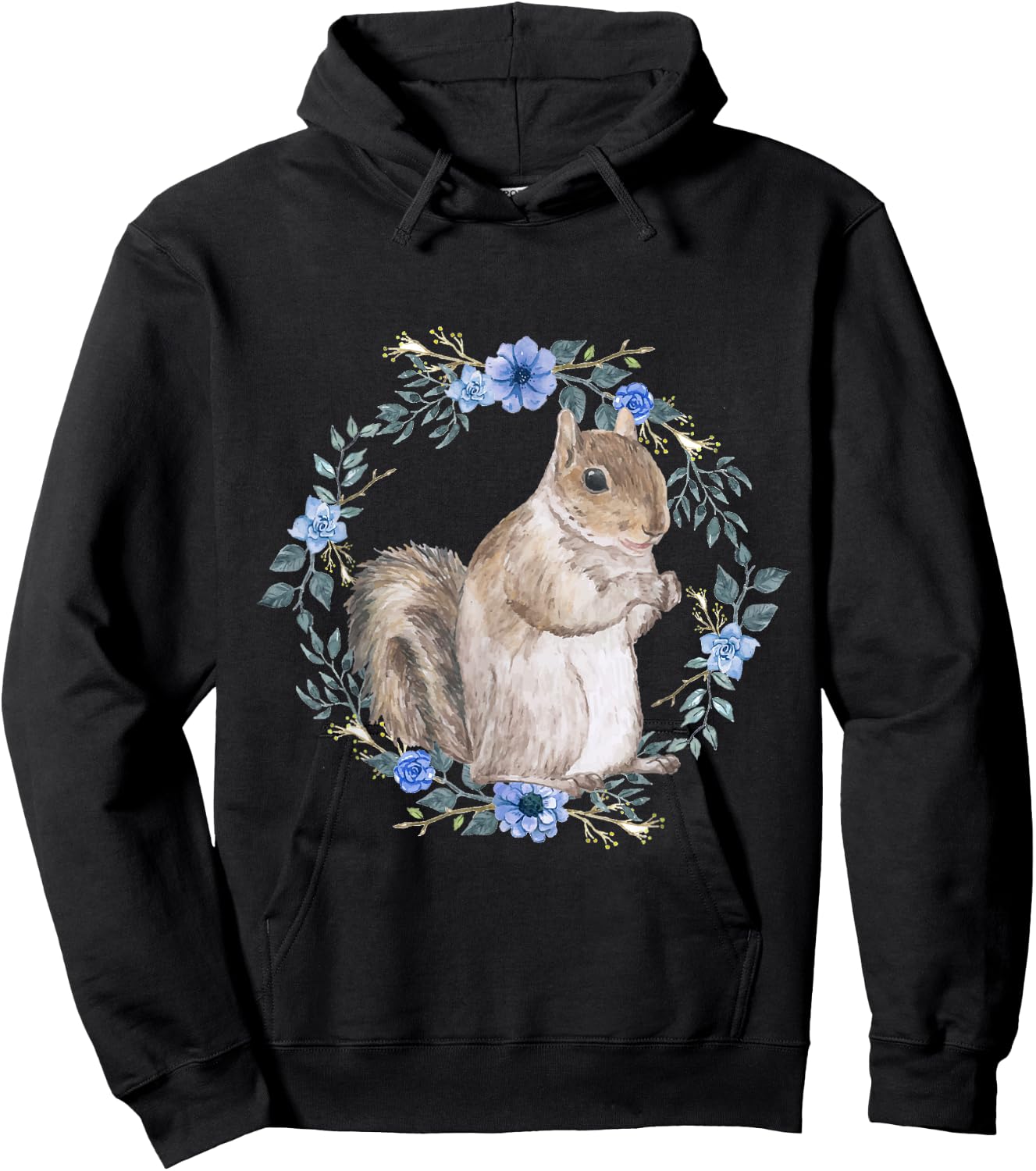 Flower Circle Squirrel Hoodie - Hoodie | Black