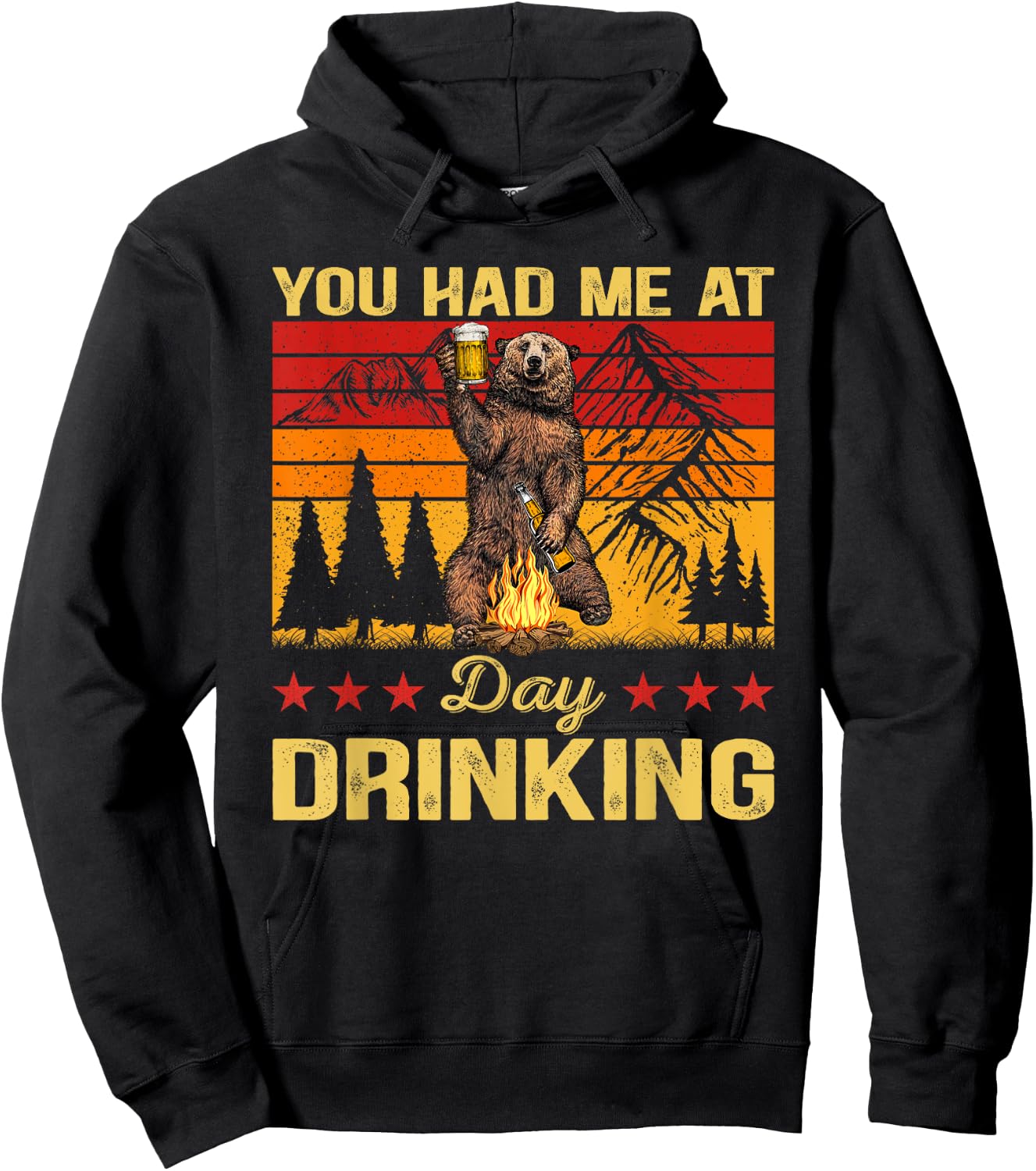 You Had Me At Day Drinking Vintage Bear Drinking Beer Hoodie - Hoodie | Black