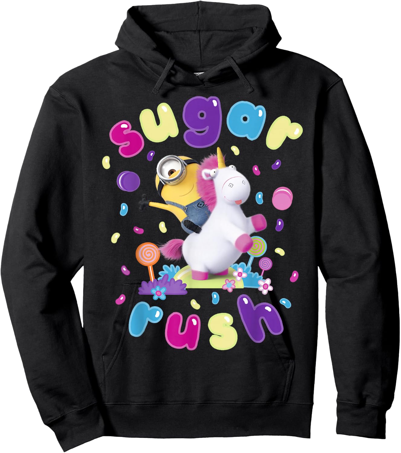 Despicable Me Minions Sugar Rush Candy Graphic Hoodie - Hoodie | Black