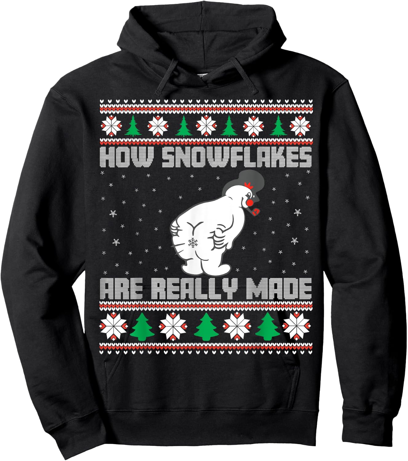 How The Snowflakes Are Really Made Ugly Christmas Pajamas Hoodie - Hoodie | Black
