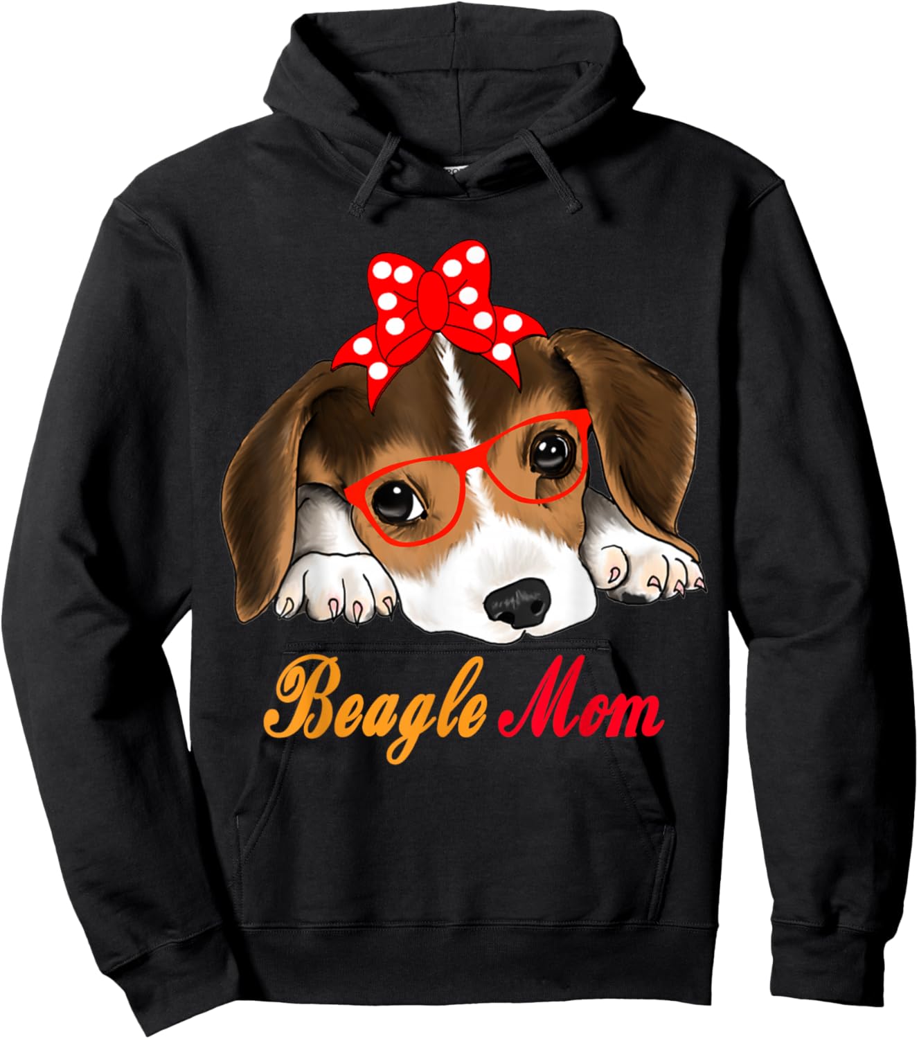 Dog Lover Gifts Bow Tie Glasses Funny Cute Beagle Mom Hoodie - Hoodie | Black