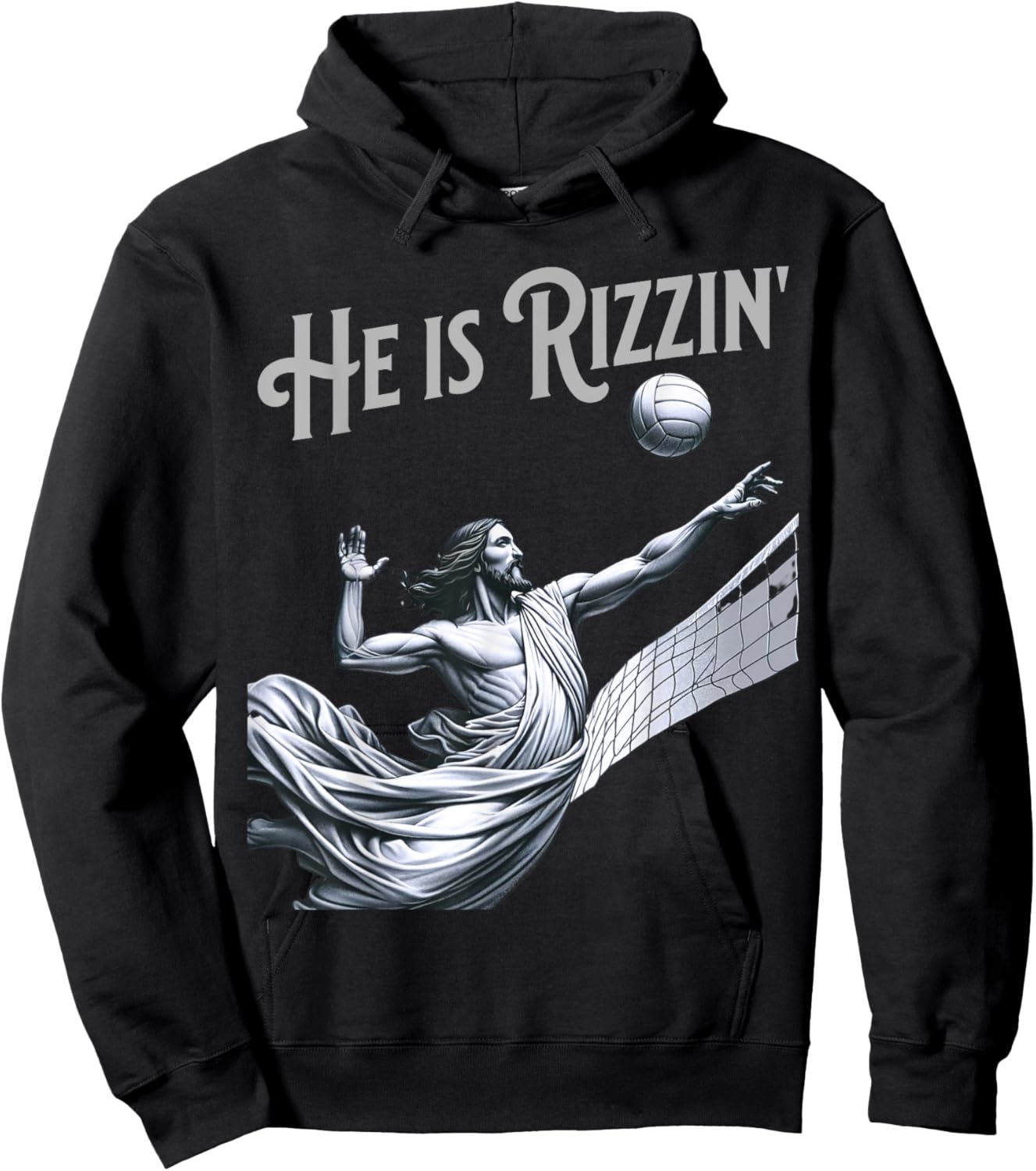 He is Rizzin Jesus Playing Volleyball Funny Sports Rizz Hoodie - Hoodie | Black