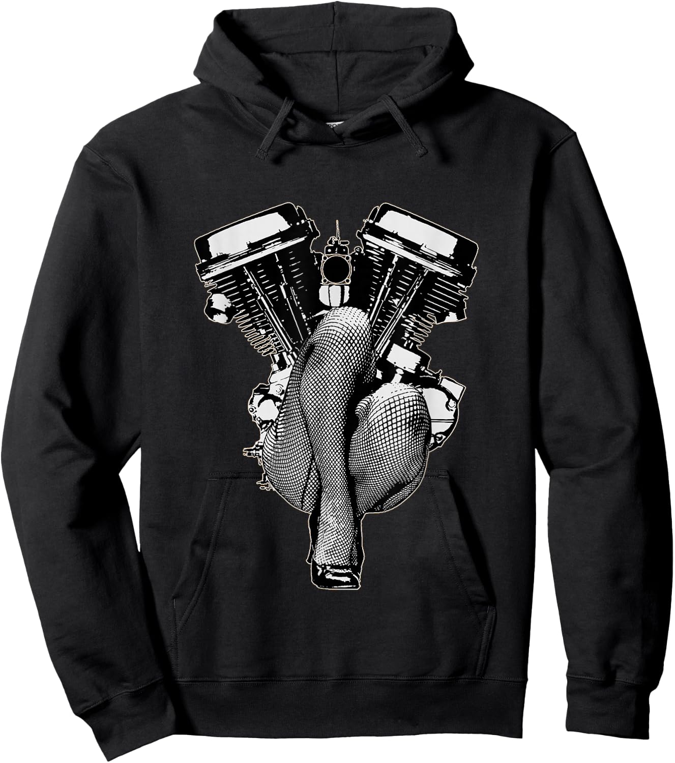 Ultra Sexy HD Panhead Pinup Motorcycle Lets Biker Gear VTwin Hoodie - Hoodie | Black