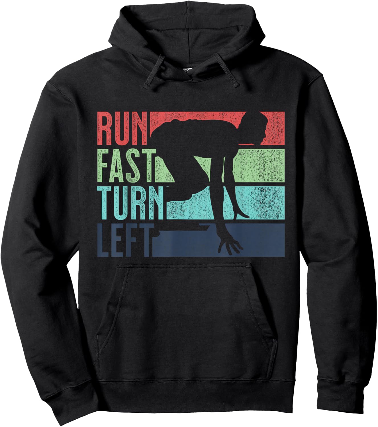 Run Fast Turn Left Sprint Dash Runners 100m 200m 400m Hoodie - Hoodie | Black