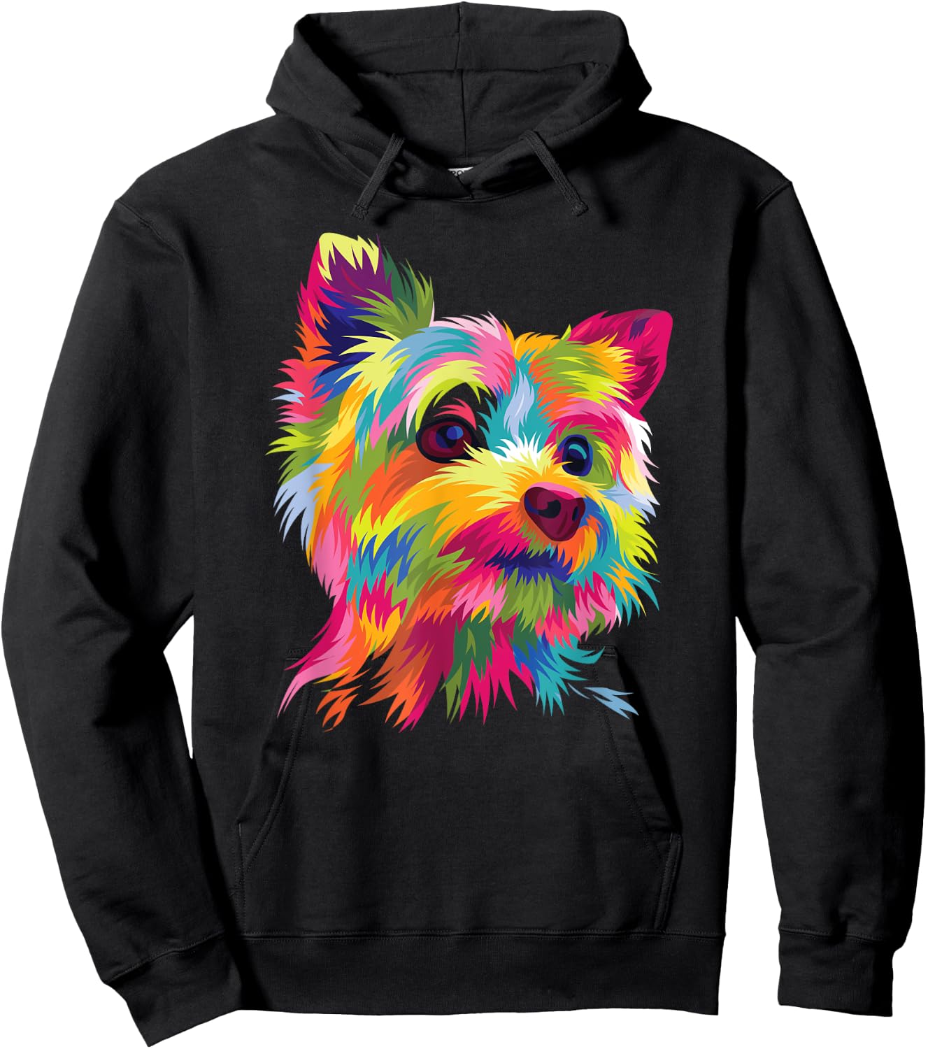 Colorful Pop Art Yorkshire Terrier Portrait Yorkie Lover Hoodie - Hoodie | Black