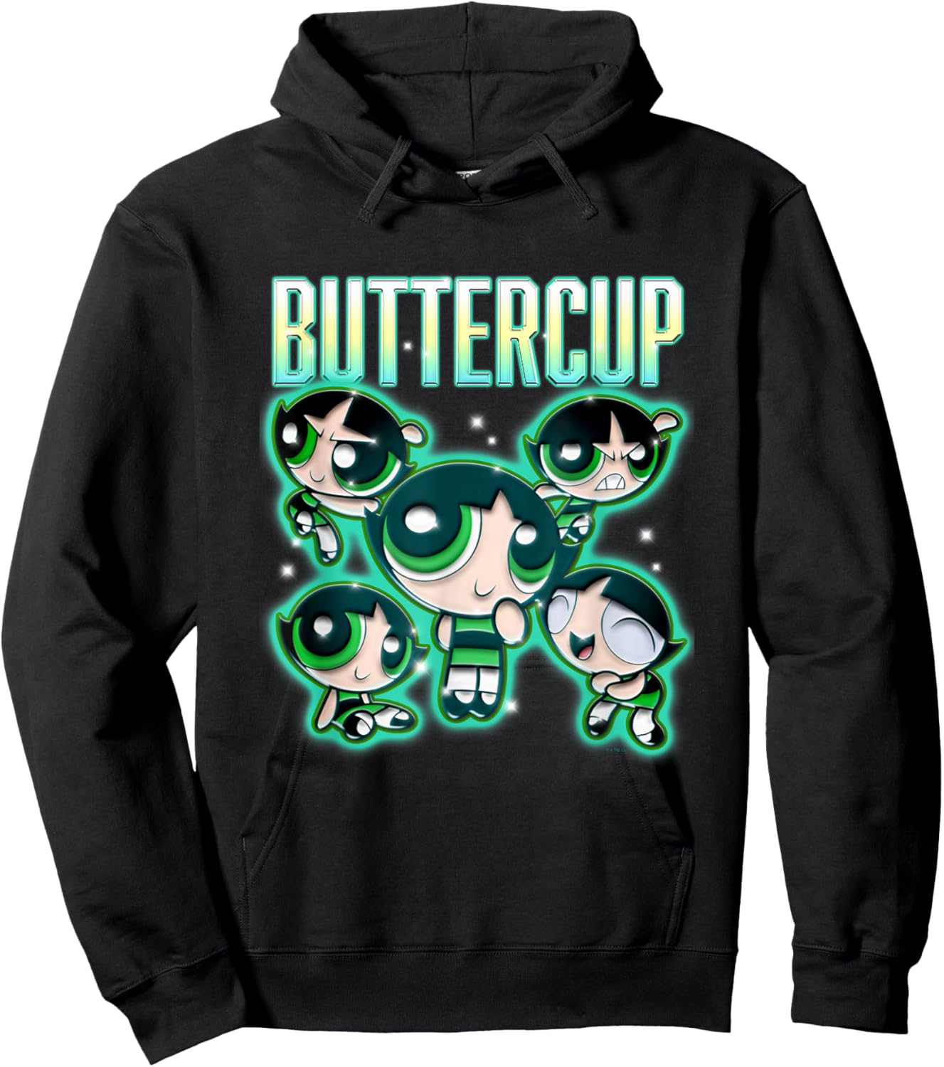 The Powerpuff Girls Buttercup Chrome Multi Pose Hoodie - Hoodie | Black