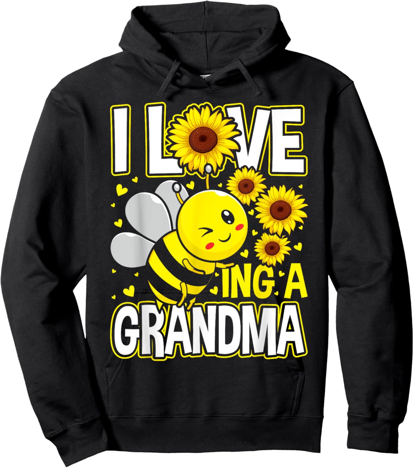 I Love Being A Grandma Sunflower Bee, Mother's Day Hoodie - Hoodie | Black
