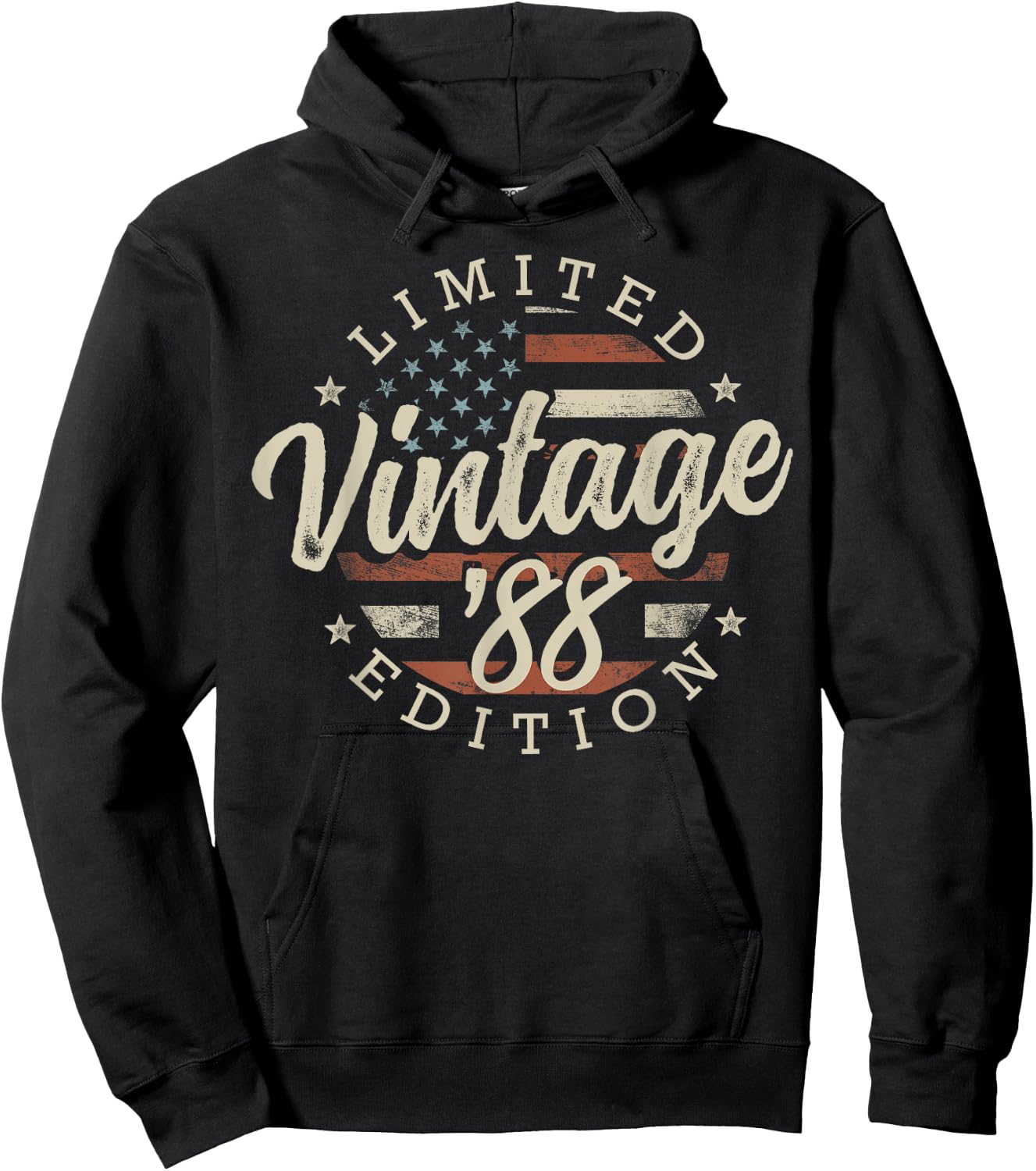 Vintage 1988 Limited Edition USA Flag 38th Birthday Hoodie - Hoodie | Black