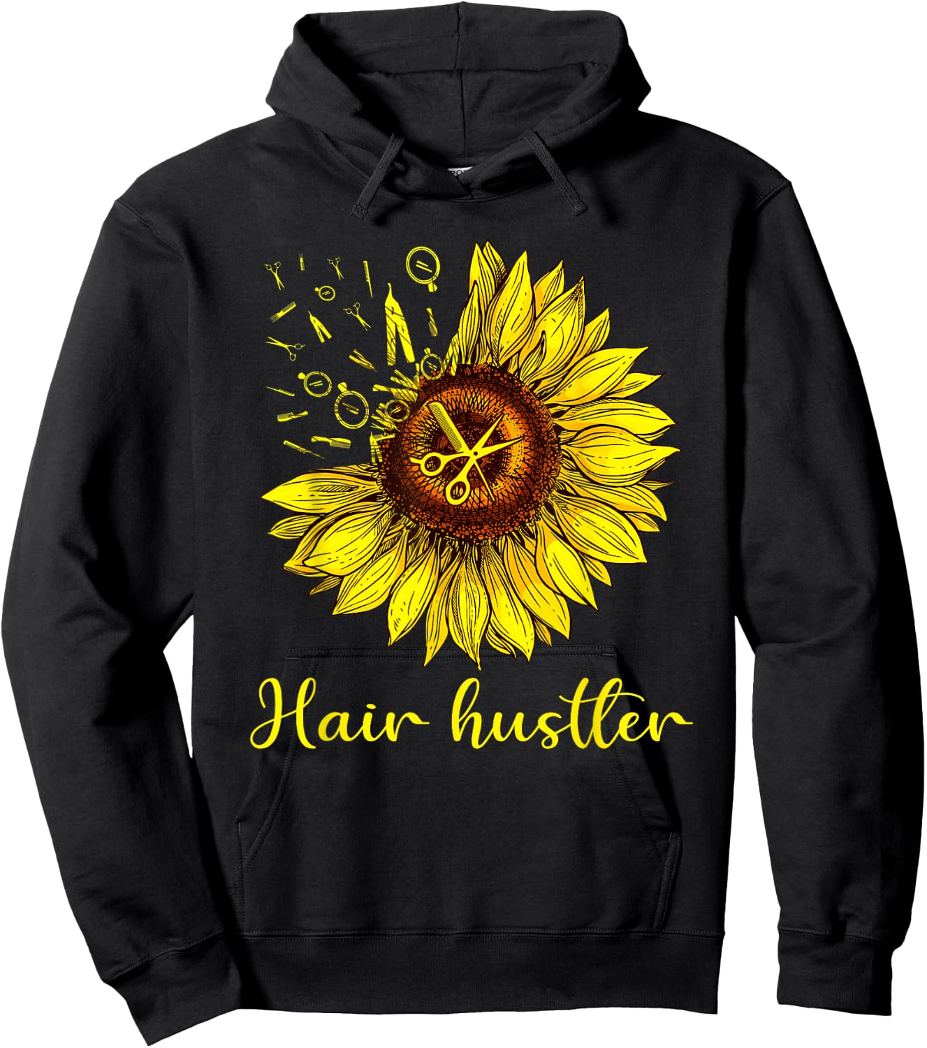Hairstylist Hair Hustler Shirt St Sunflower Gift Women Hoodie - Hoodie | Black