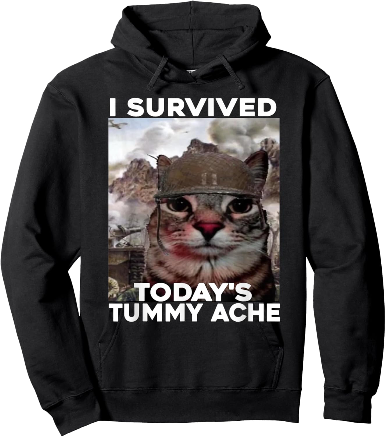 I Survived Today's Tummy Ache Meme Hoodie - Hoodie | Black