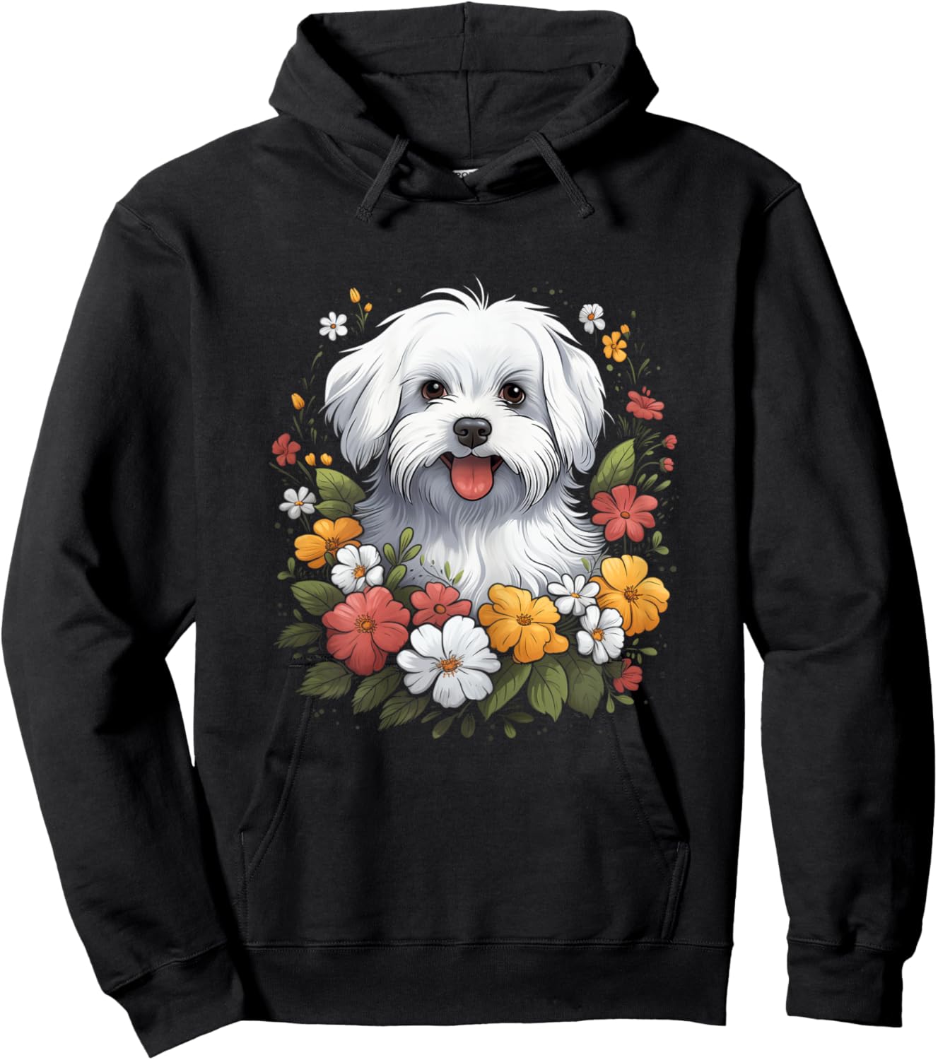 Maltese Mom Floral Dog Lover Vintage Flowers Cute Hoodie - Hoodie | Black