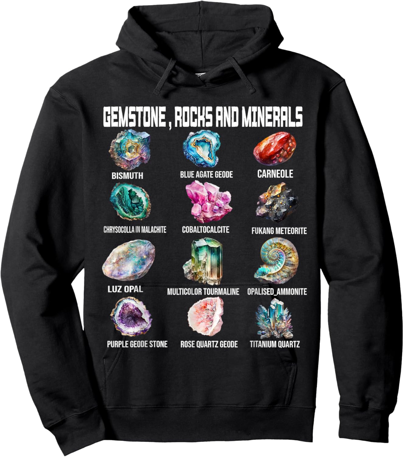 Gemstone Minerals Geology Earth Scientists Rock Collector Hoodie - Hoodie | Black