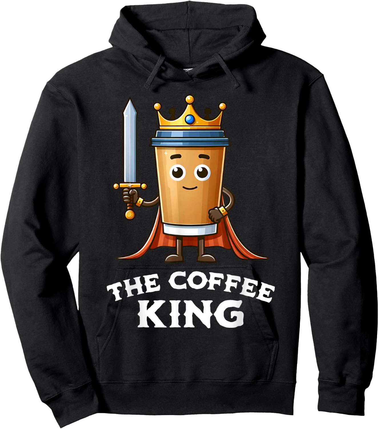 The Coffee King Funny Coffee Breakfast Lover Cafe Barista Hoodie - Hoodie | Black