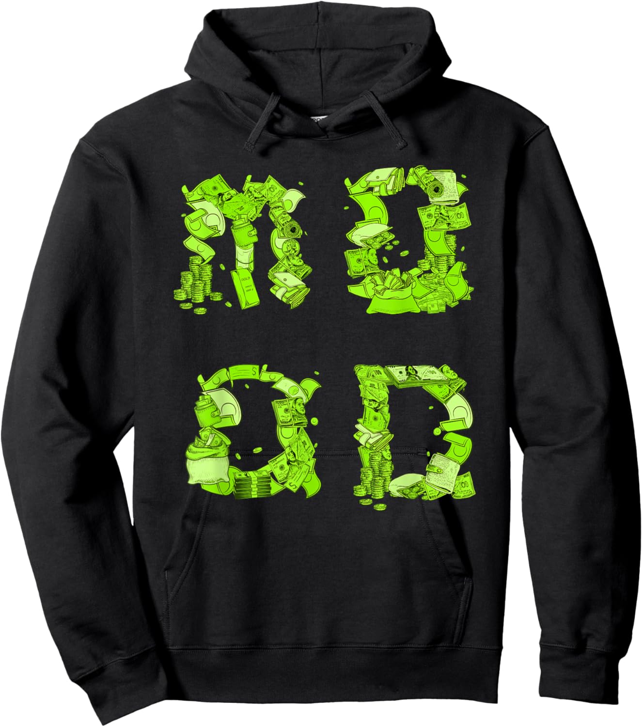 Green Money MOOD Green Color Graphic Hoodie - Hoodie | Black