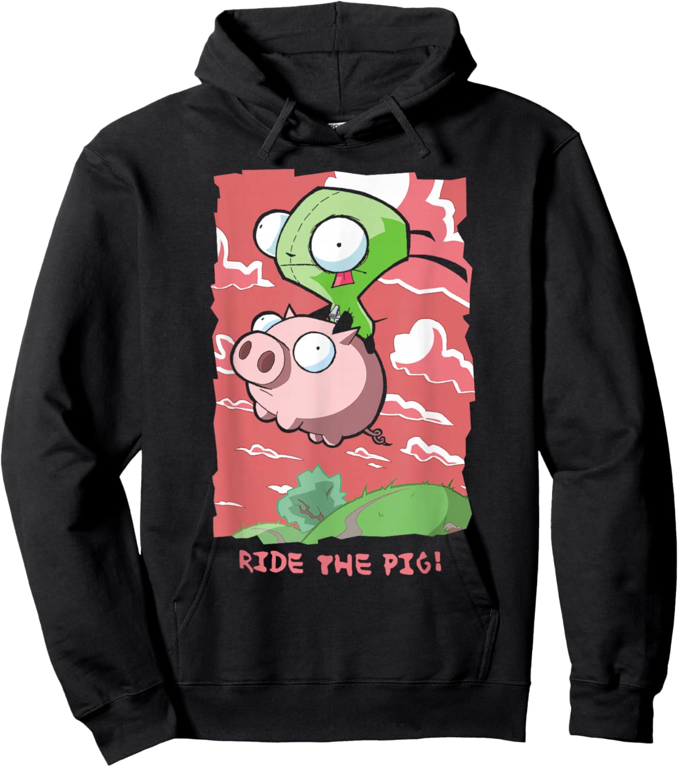 Invader Zim G.I.R Ride The Pig! Hilarious Poster Hoodie - Hoodie | Black
