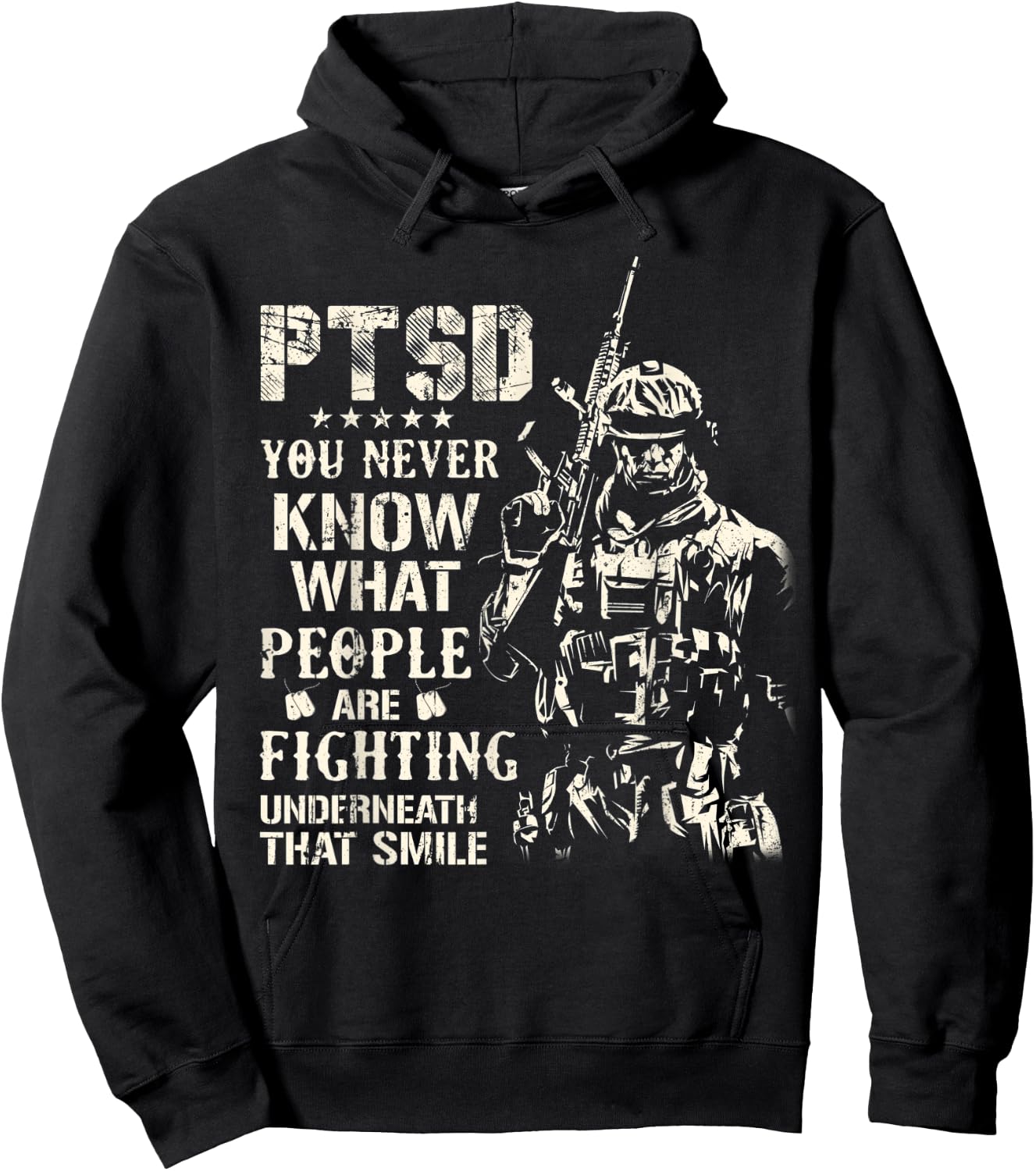 PTSD You Never Know What People Are Fighting Veteran Gifts Hoodie - Hoodie | Black