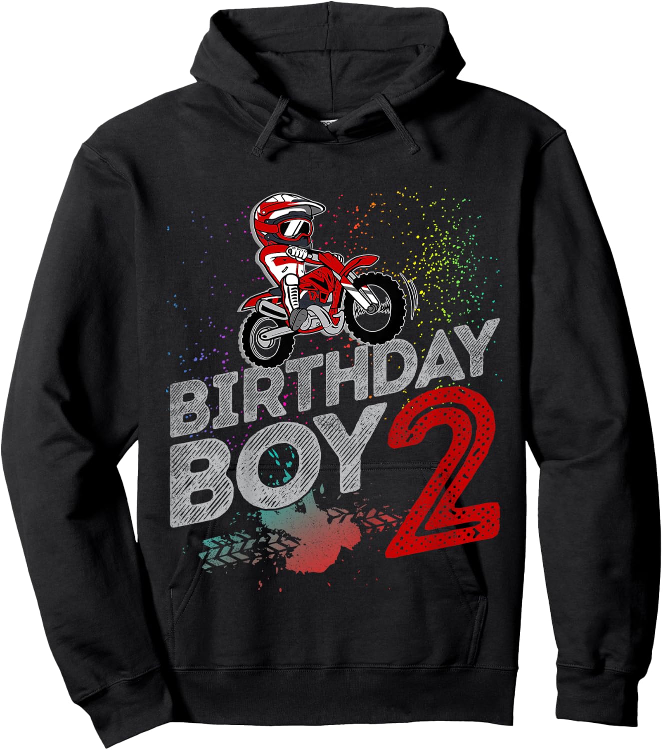 Kids Dirt Bike Rider 2 Years Old Motocross 2nd Birthday Boy Kids Hoodie - Hoodie | Black
