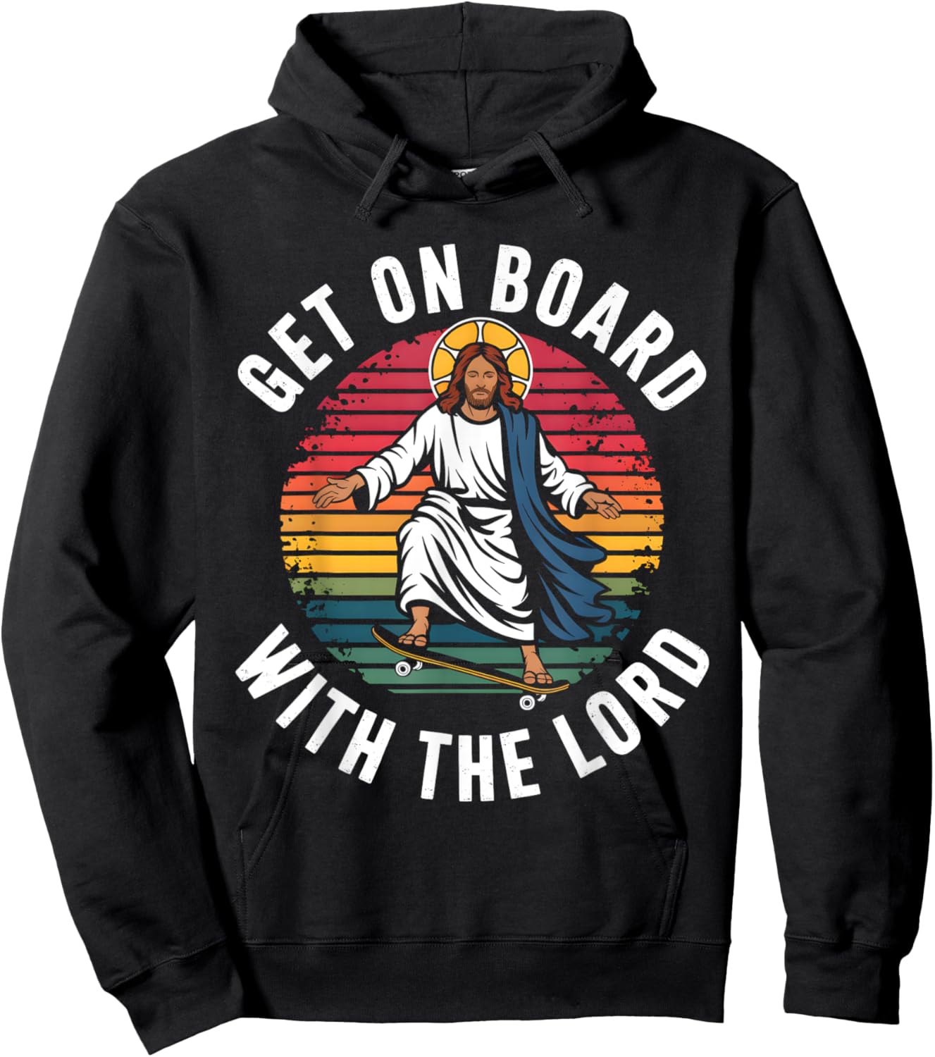 Get On Board With The Lord Christ Skateboarding Jesus Skate Hoodie - Hoodie | Black