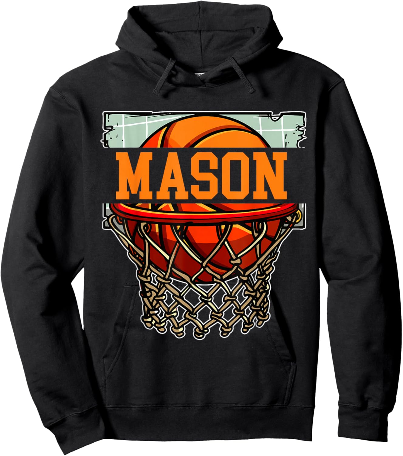 Nom personnalisé Mason Basketball Hoodie - Hoodie | Black