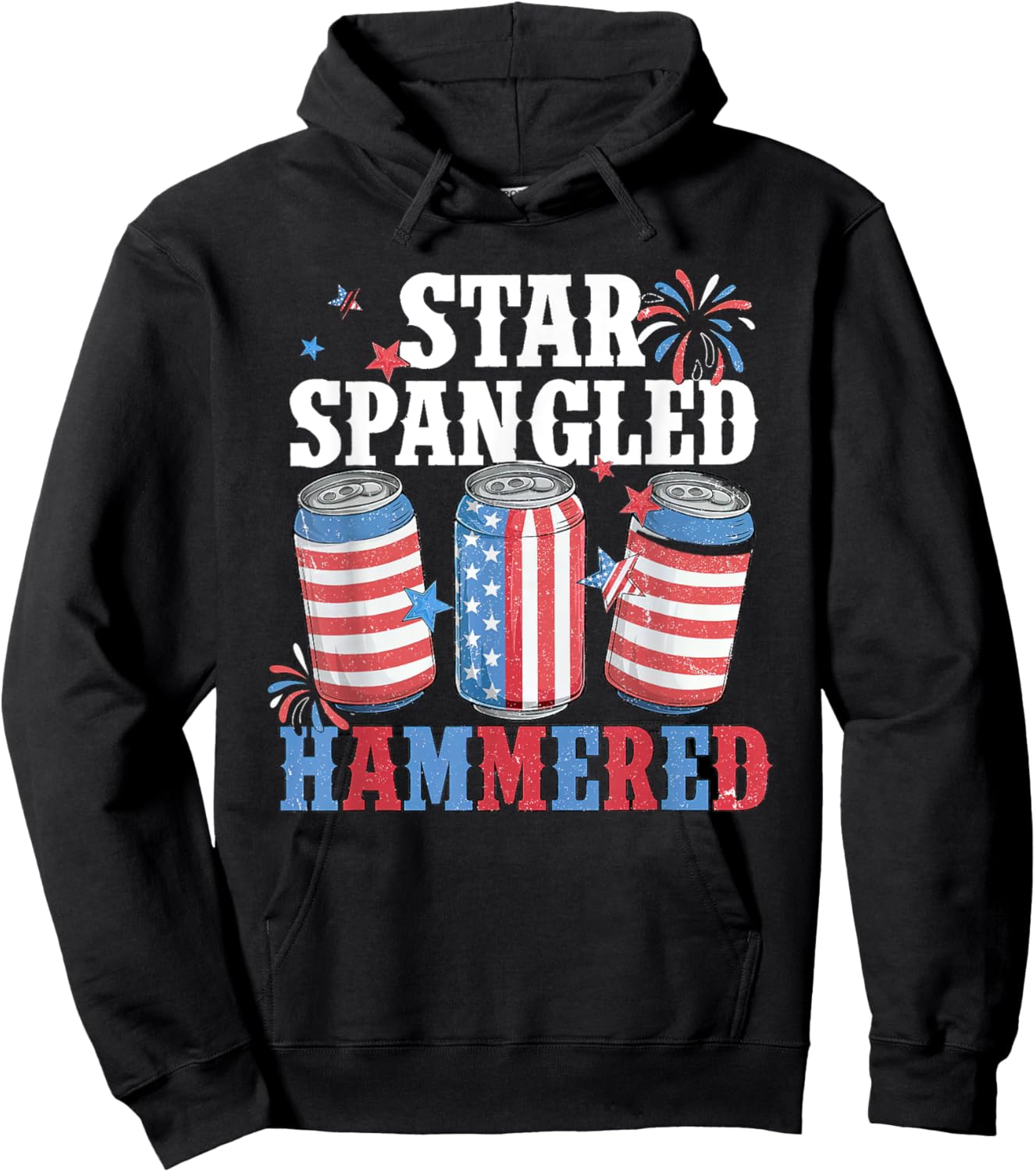 Retro Getting Star Spangled Hammered America 4th Of July Men Hoodie - Hoodie | Black