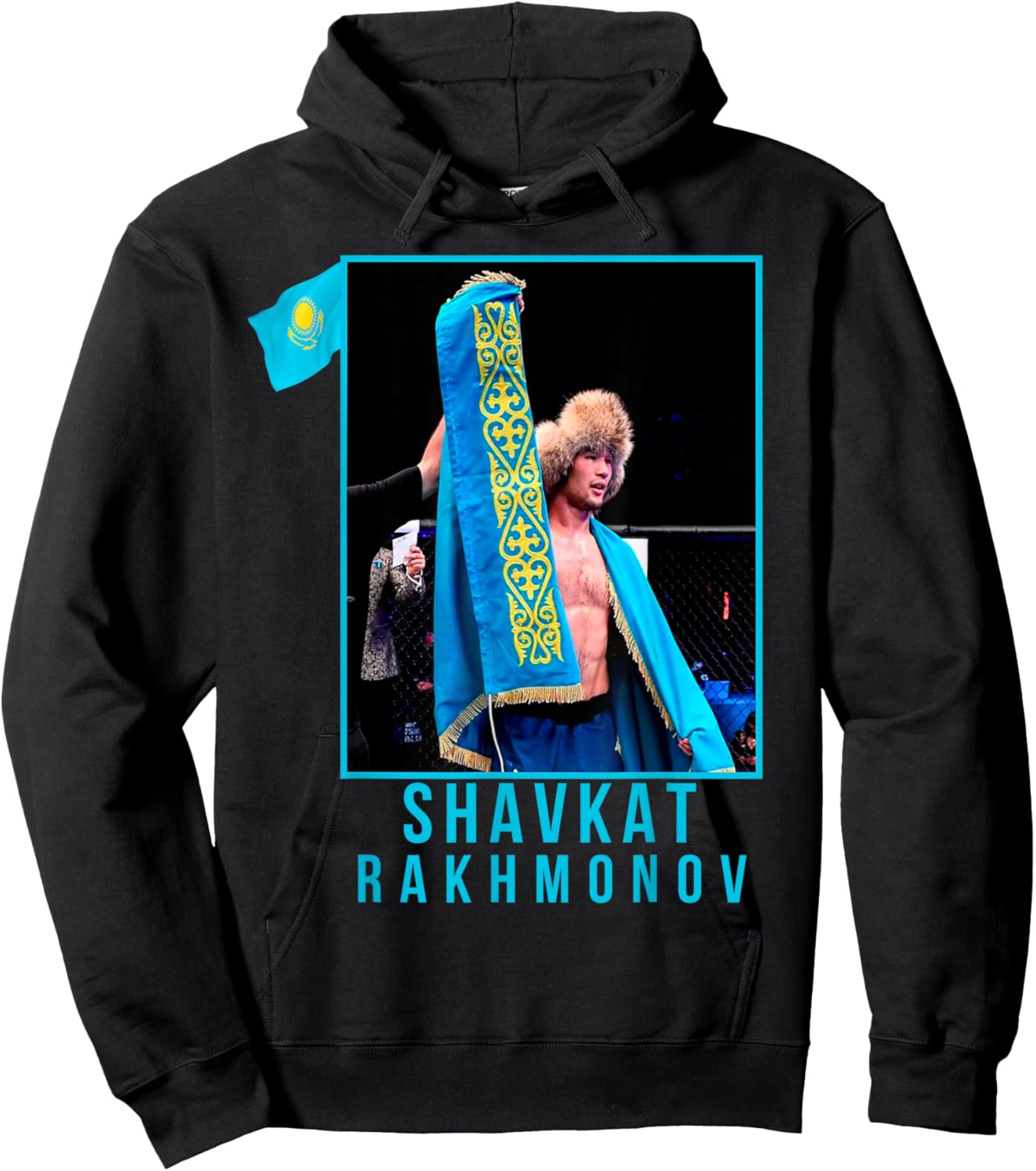 Shavkat Nomad Rakhmonov Champion Mma Kazakhstan Flag Hoodie - Hoodie | Black
