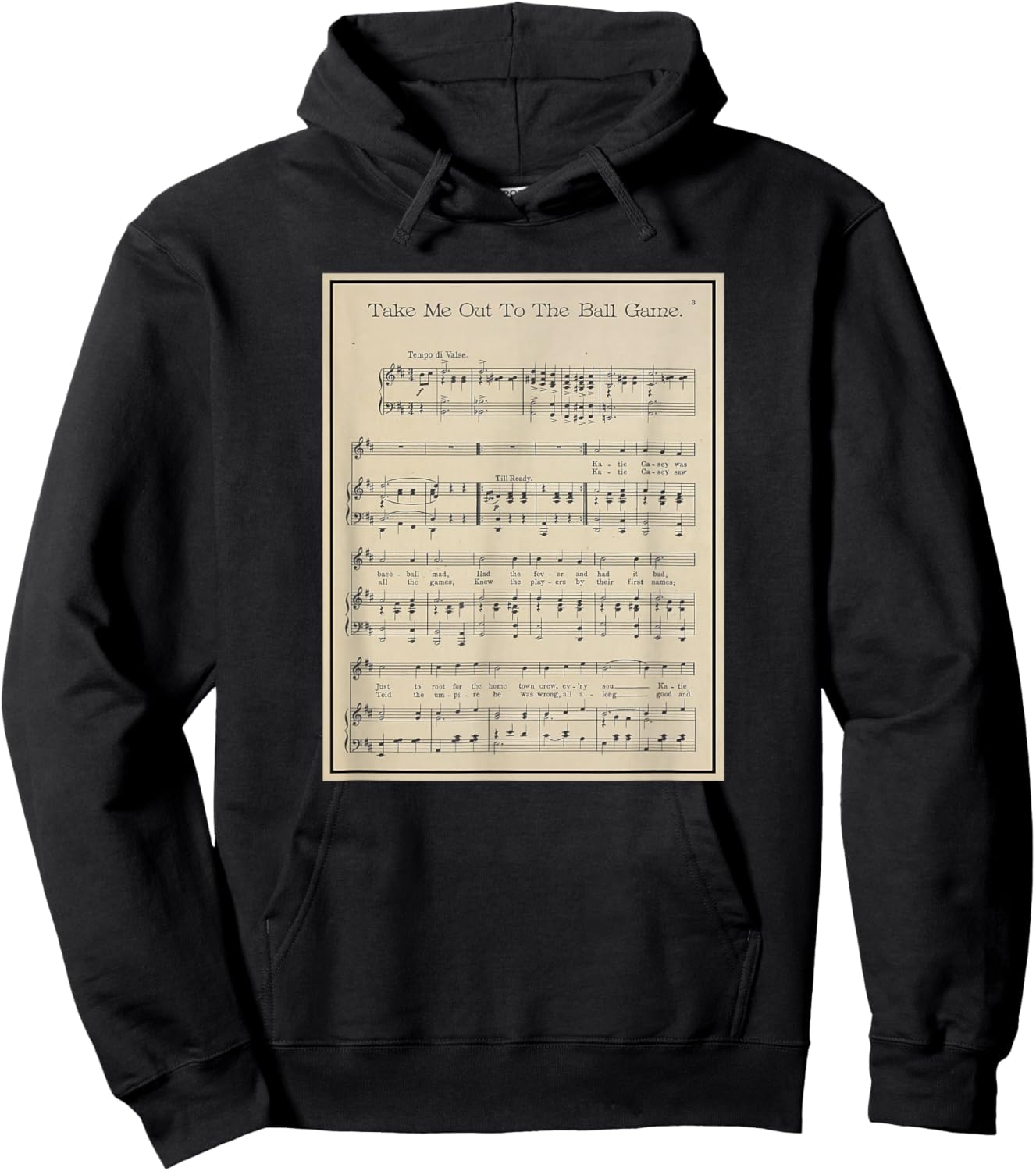 Take Me Out To The Ball Game Song Sheet Music Hoodie - Hoodie | Black
