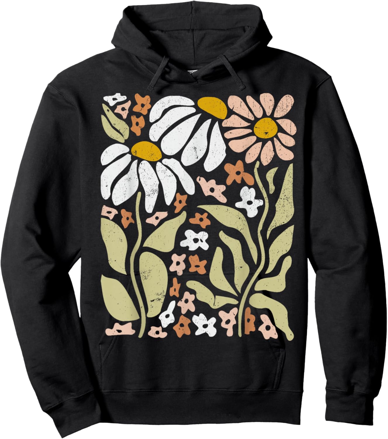 Boho Wildflowers Floral Nature Flower Hoodie - Hoodie | Black