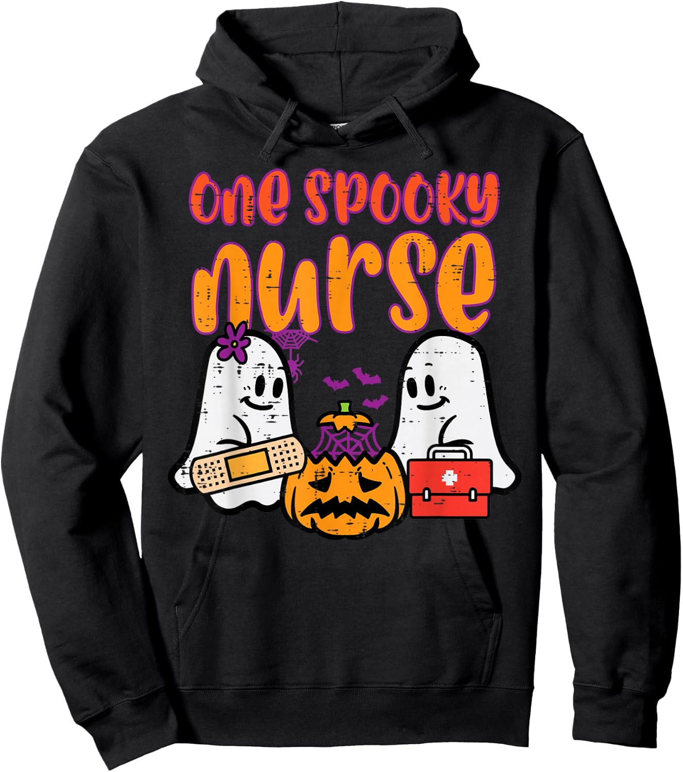 Ghosts One Spooky Nurse Halloween Nurse Fall Scrub RN Women Hoodie - Hoodie | Black