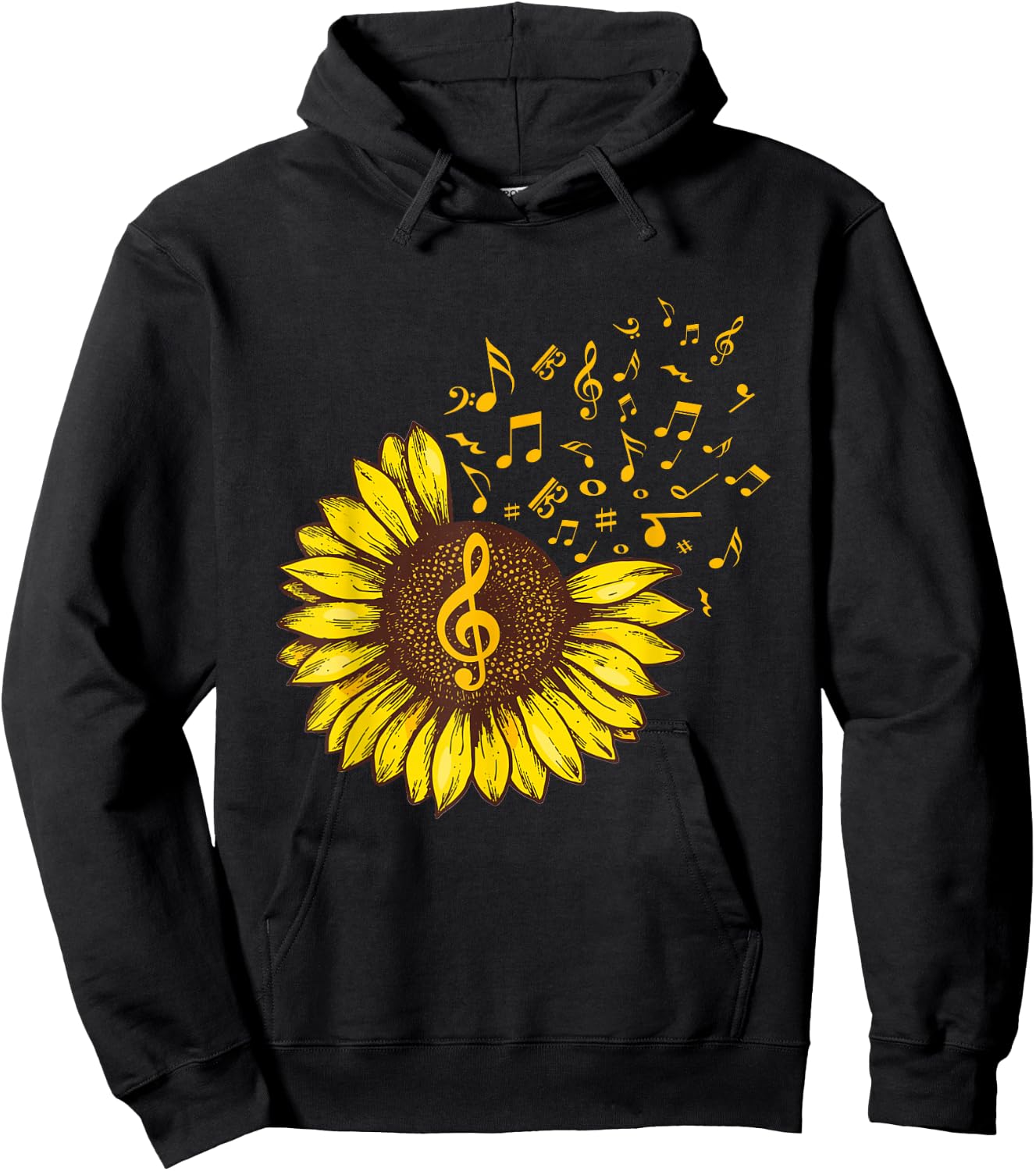 Sunflower Music Note Music Lovers Hoodie - Hoodie | Black