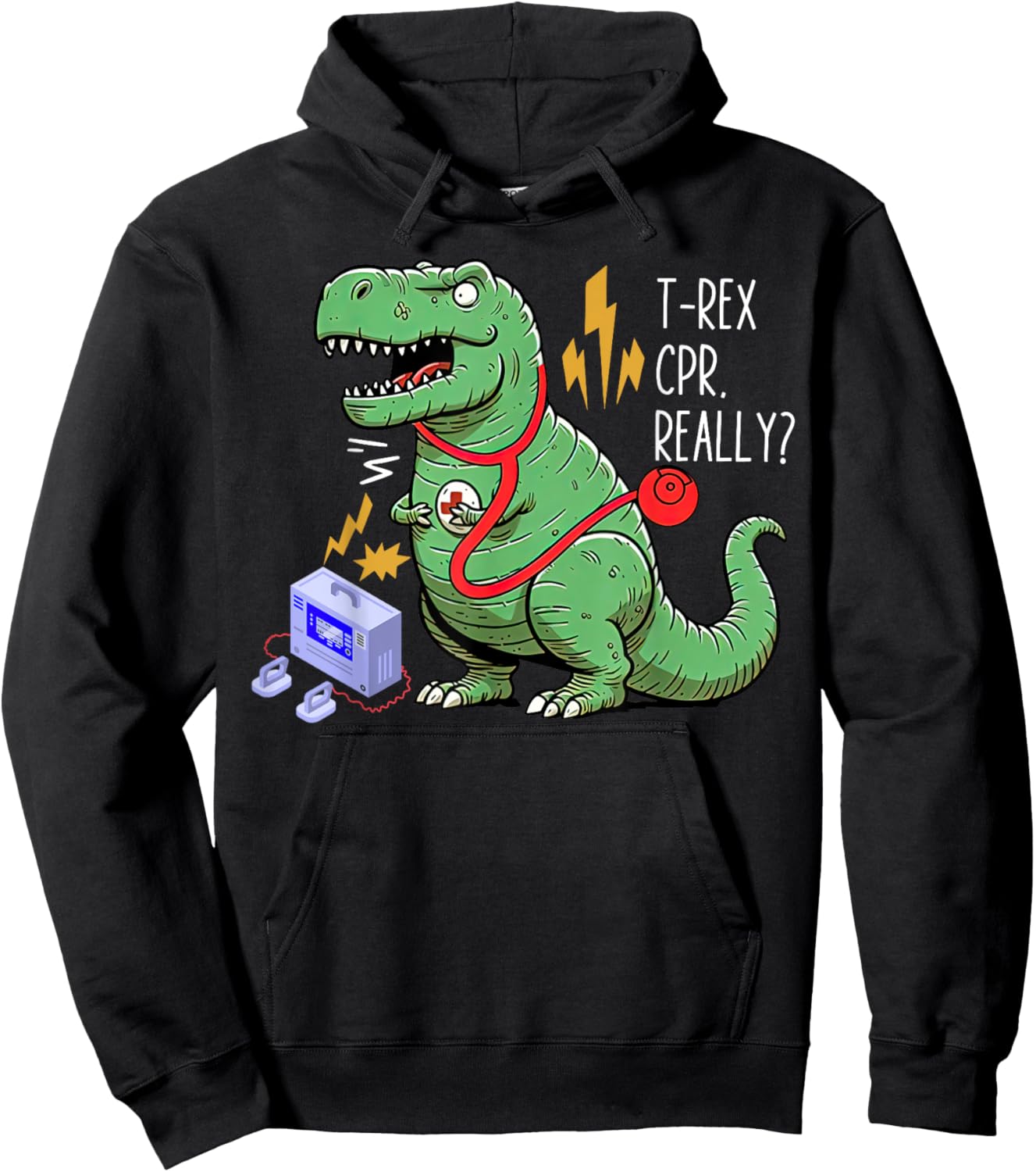 T-Rex CPR Really Dinosaur EMS Paramedic EMT Nurse Hoodie - Hoodie | Black
