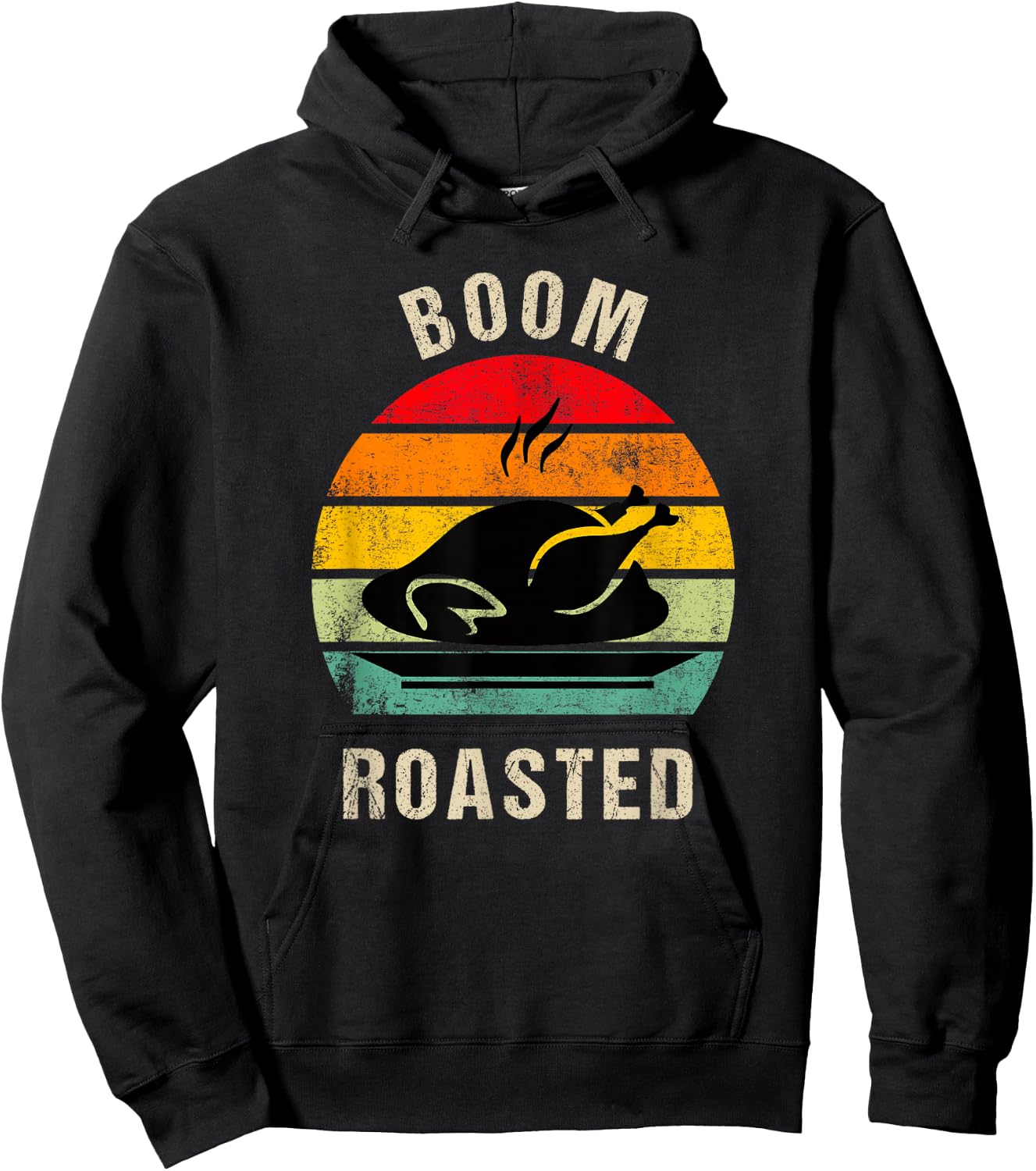 Family Dinner Thanksgiving Turkey Lover Apparel Boom Roasted Funny Thanksgiving 2024 Turkey Family Dinner Hoodie - Hoodie | Black