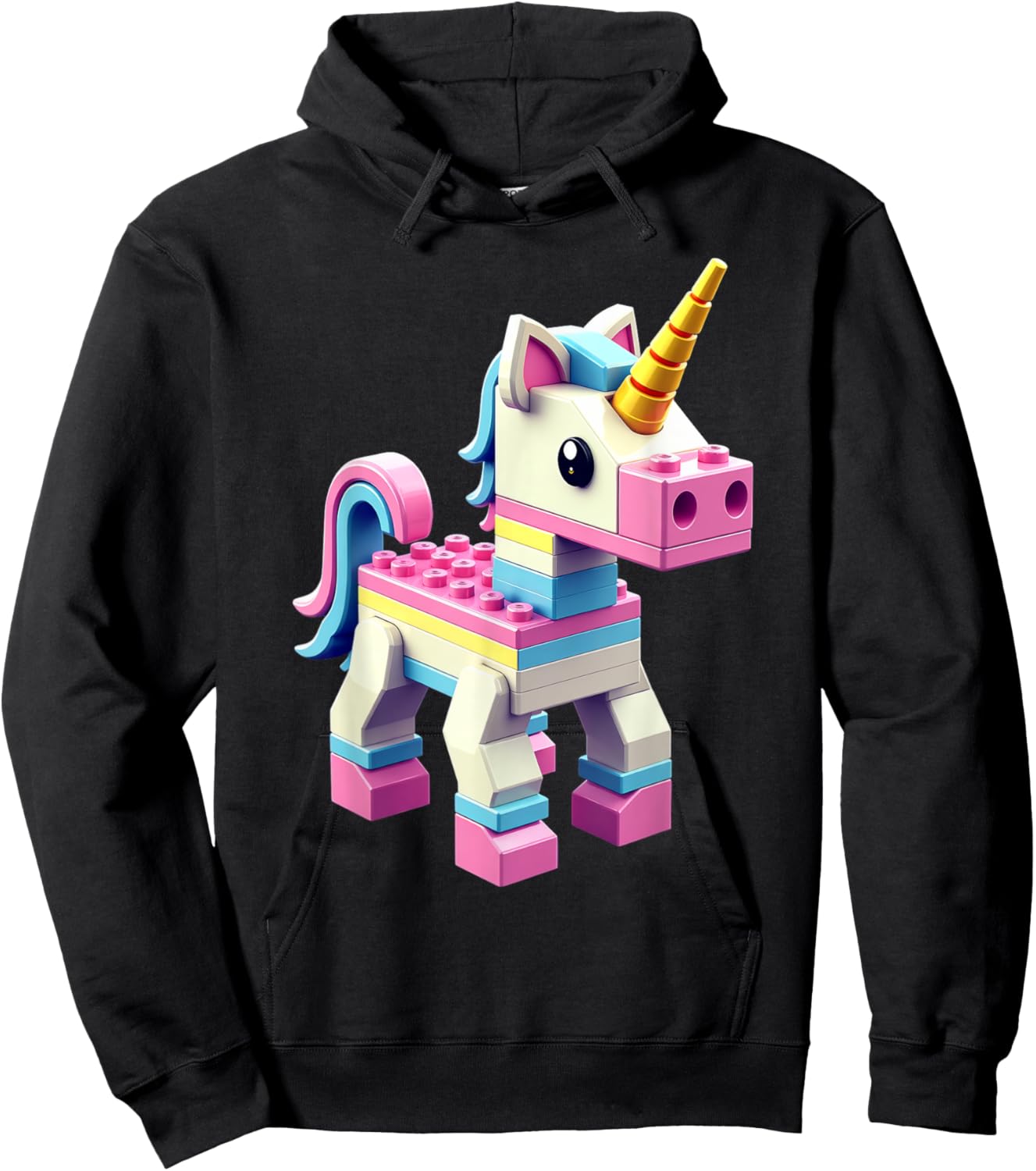 Master Builder Bricks Blocks Play Toys Unicorn Hoodie - Hoodie | Black