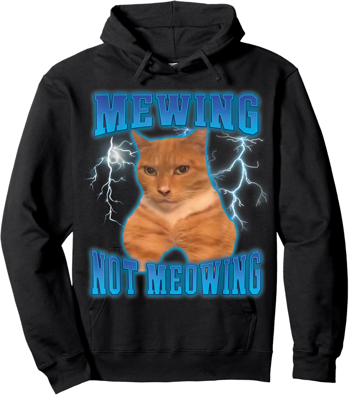 Cat Mewing Meme Cat Mewing Not Meowing Hoodie - Hoodie | Black