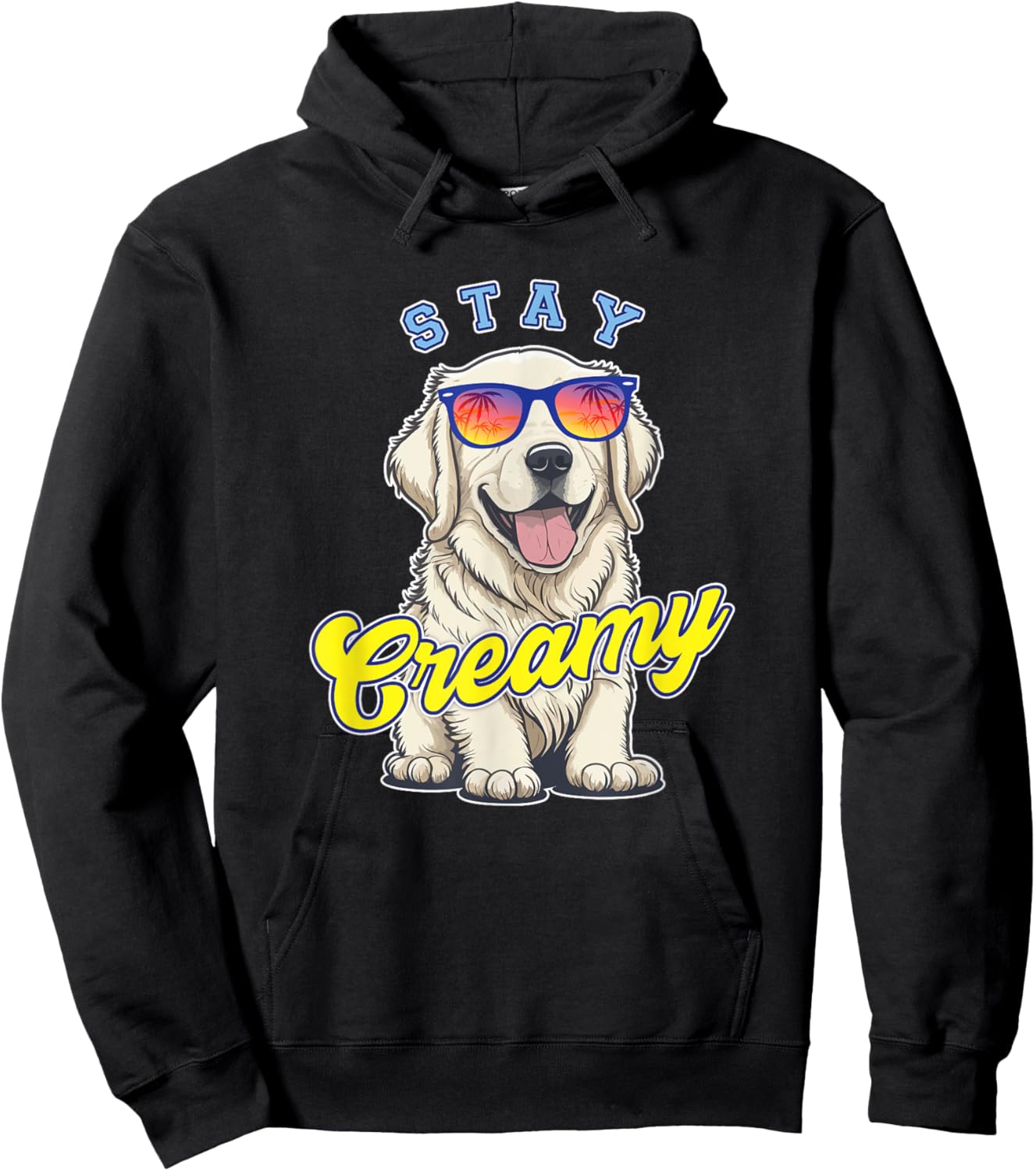 English Cream Golden Retriever Funny ECGR Puppy Stay Creamy Hoodie - Hoodie | Black