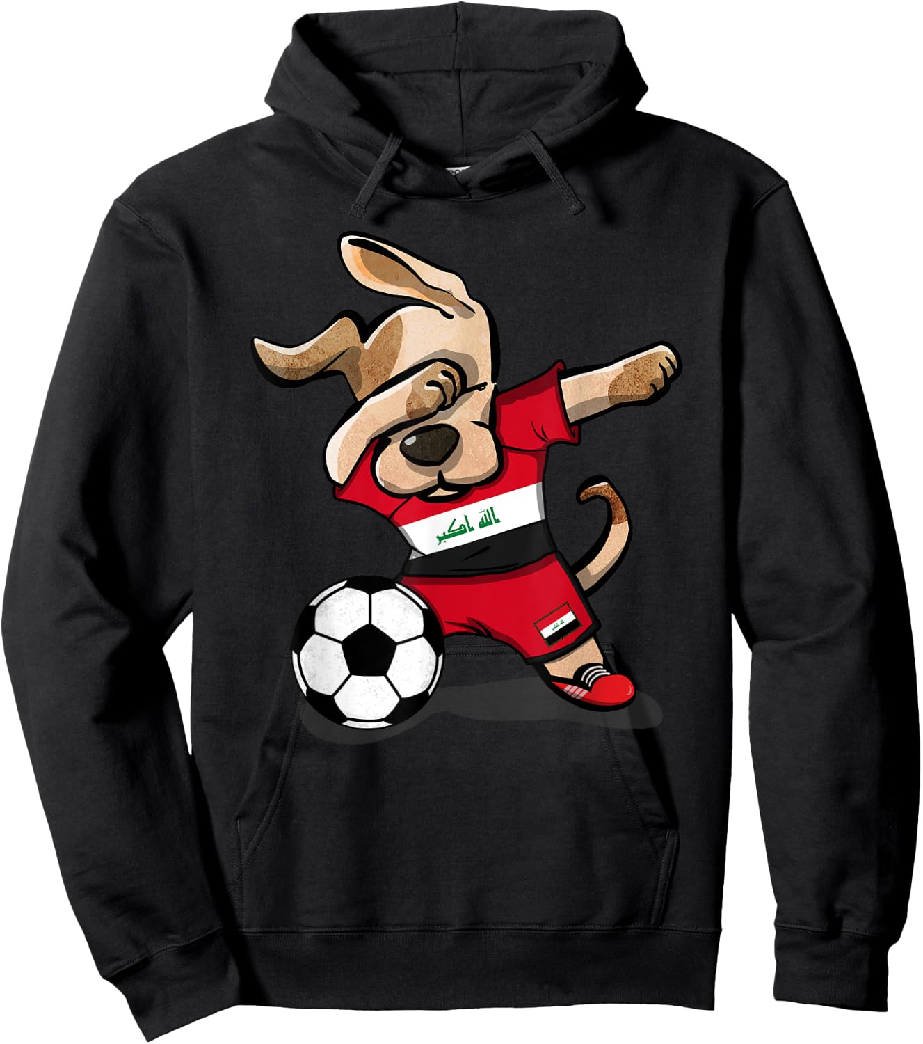 Dabbing Dog Iraq Soccer Fans Jersey Iraqi Football Lovers Men Women Girls Kids Hoodie - Hoodie | Black