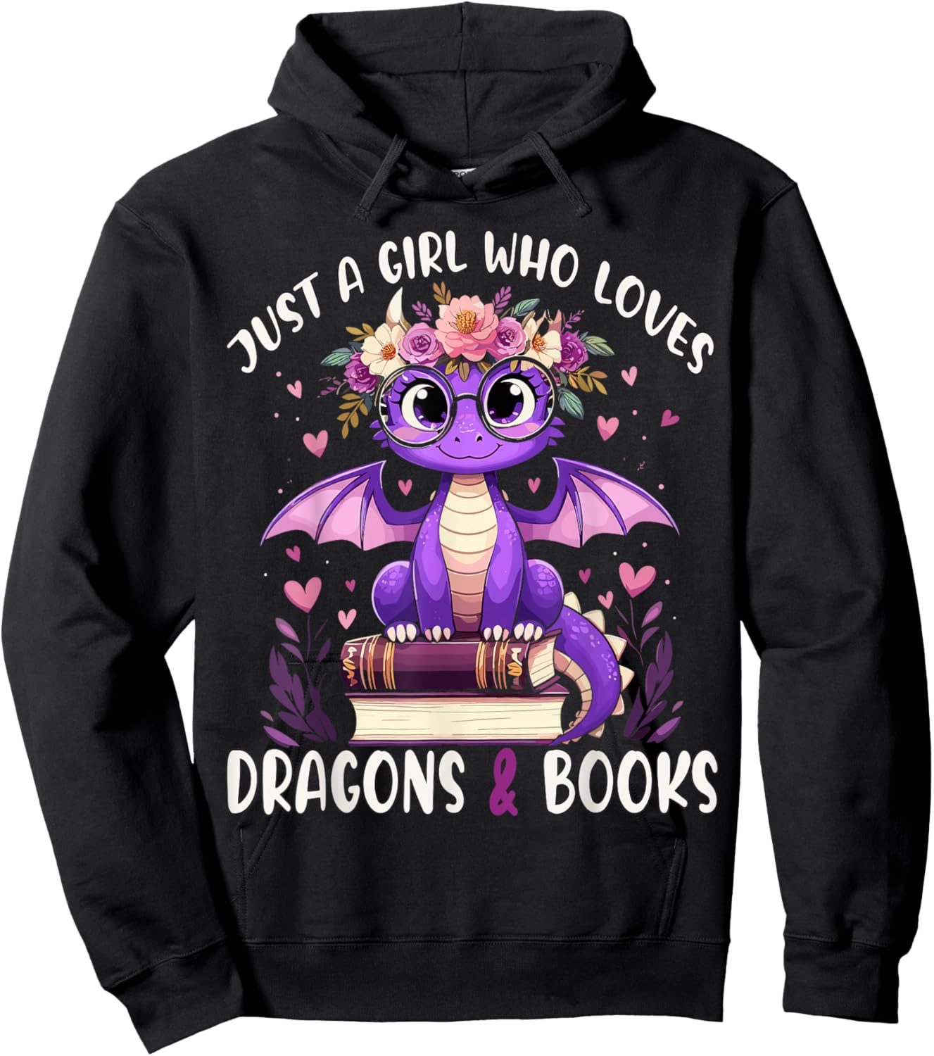 Just a Girl who loves Dragons and Books Dragon Reading Hoodie - Hoodie | Black