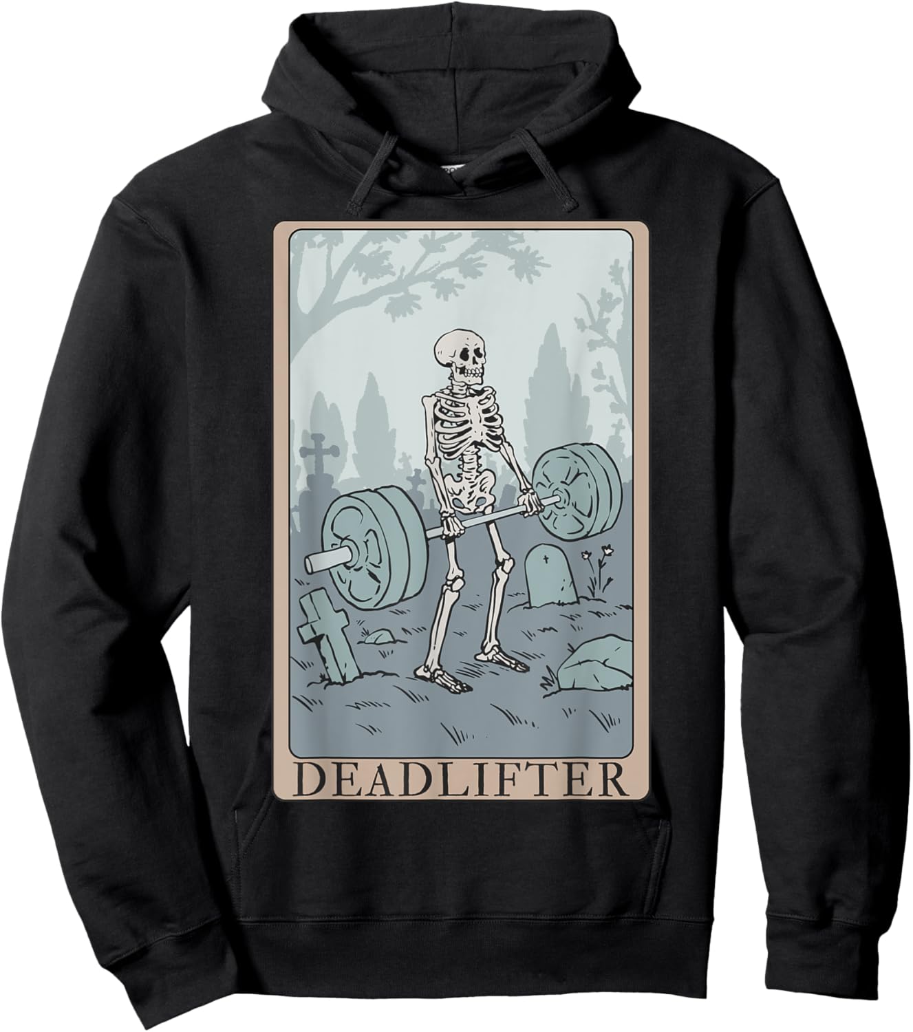 Funny Skeleton Tarot Card Deadlifter Bodybuilding Hoodie - Hoodie | Black