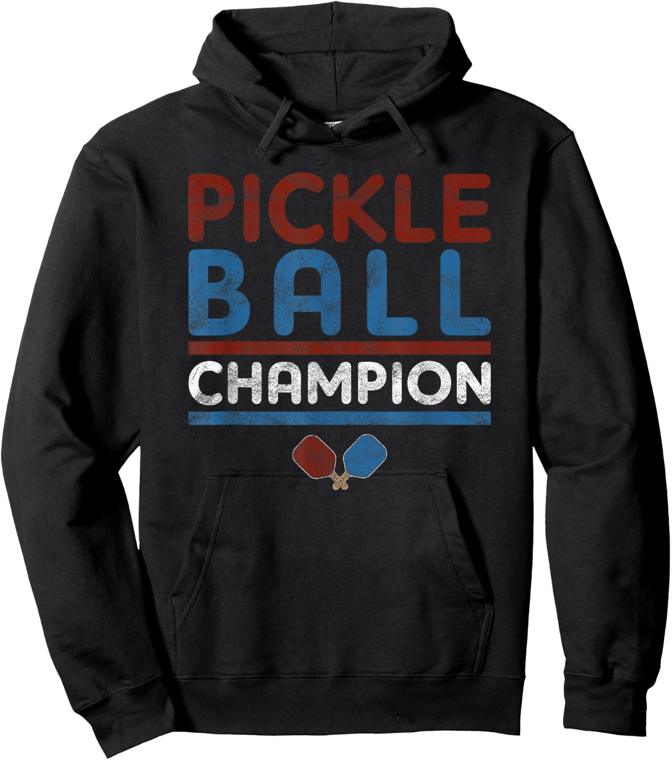 Vintage Pickleball Champion Pickleball Tournament Hoodie - Hoodie | Black