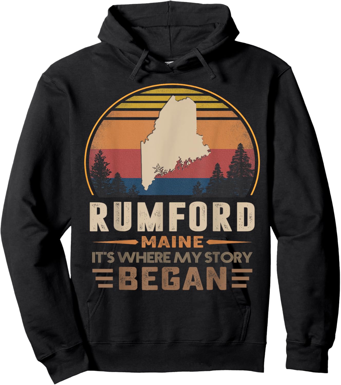 Vintage Rumford Maine Hometown My Story Began Hoodie - Hoodie | Black