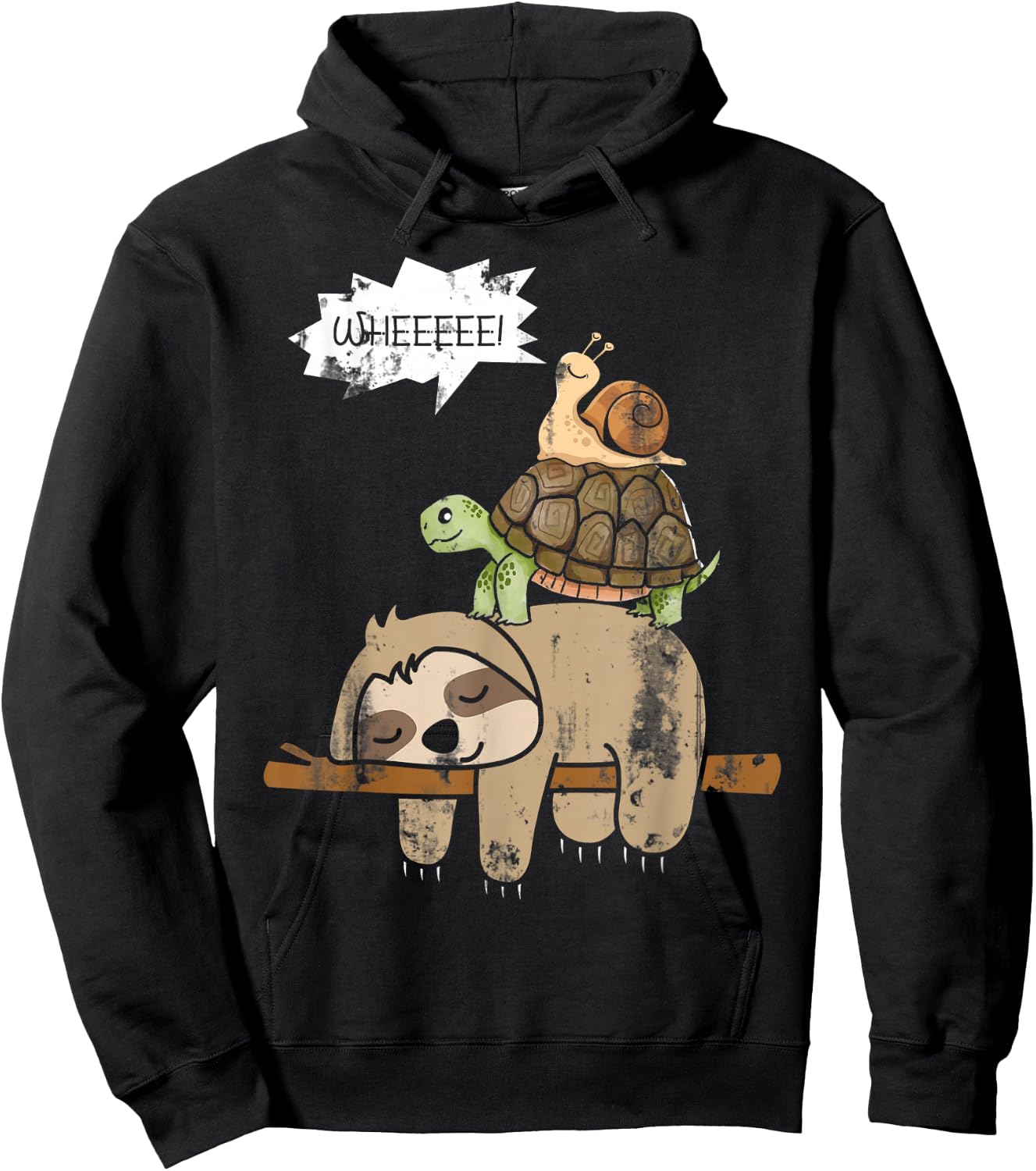 Turtle Riding A Sloth Whee Funny Sloth Hoodie - Hoodie | Black