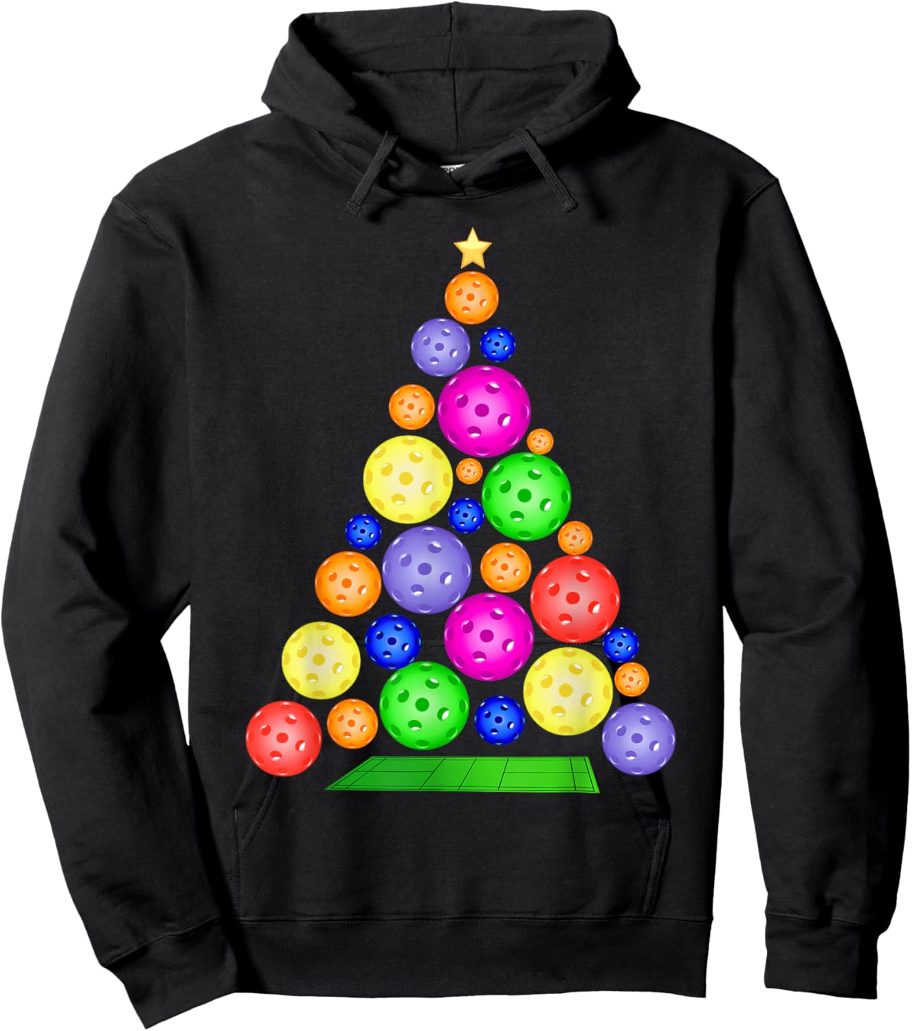 Pickleball Christmas Tree Hoodie - Hoodie | Black