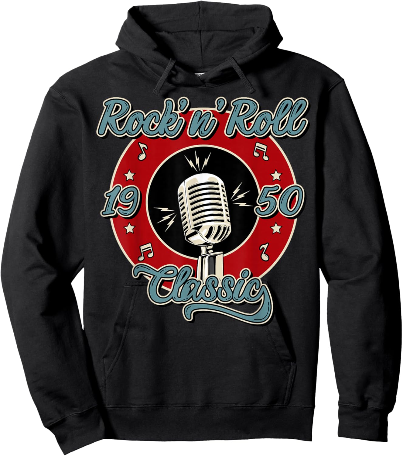 50s Rockabilly Clothing 1950s Sock Hop Swing Greaser Rocker Hoodie - Hoodie | Black