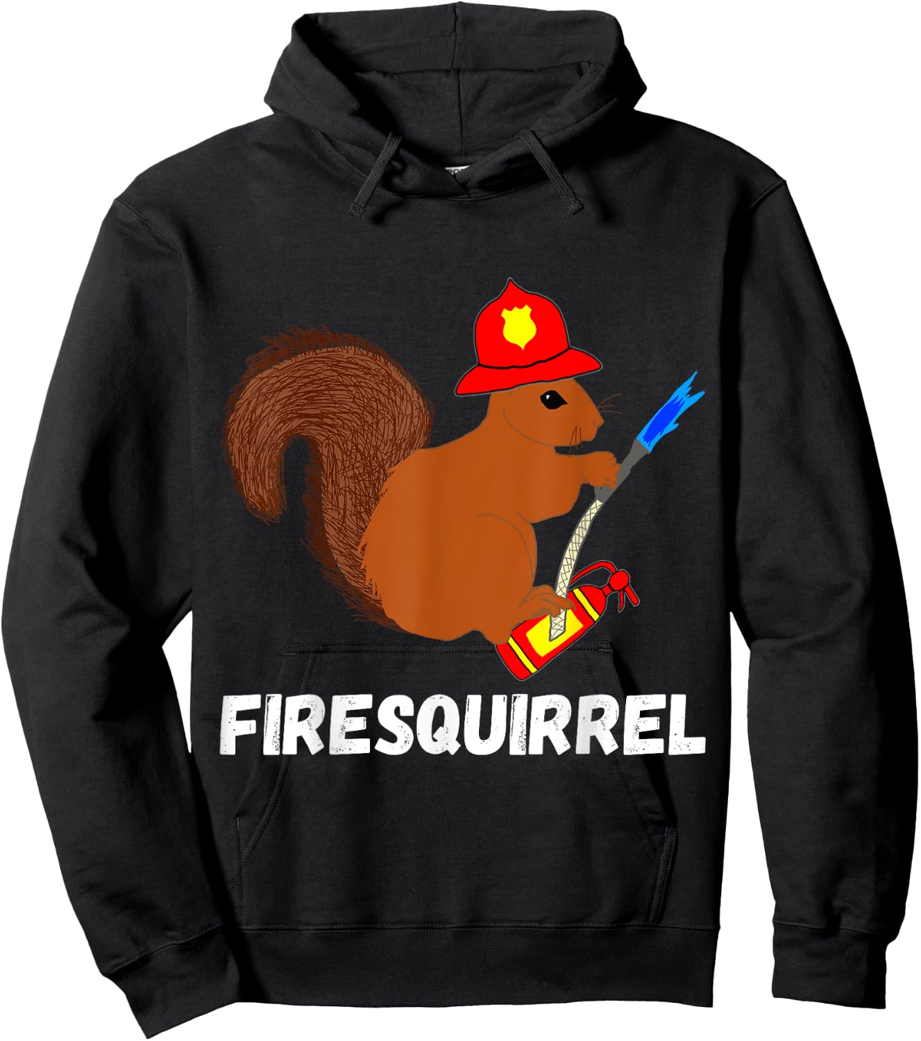 Firefighter Squirrel Funny Fire Fighter Rodent Fireman Hoodie - Hoodie | Black