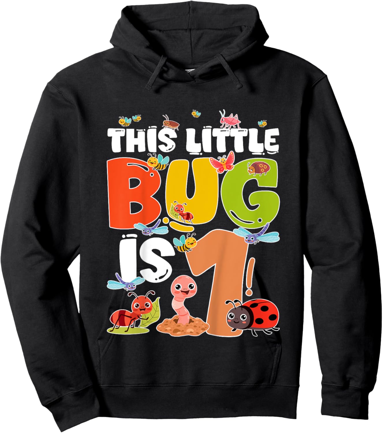 1st Bug Birthday One Year Old Bugs Birthday Insects Hoodie - Hoodie | Black