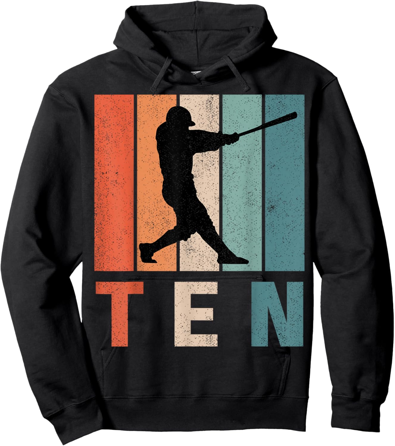 10th Birthday Retro Baseball Player Boys Kids 10 Years Old Hoodie - Hoodie | Black