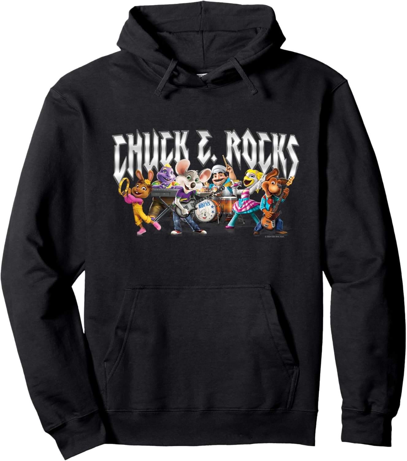 Chuck E. Cheese Chuck E. Rock Band Group Shot Chest Logo Hoodie - Hoodie | Black