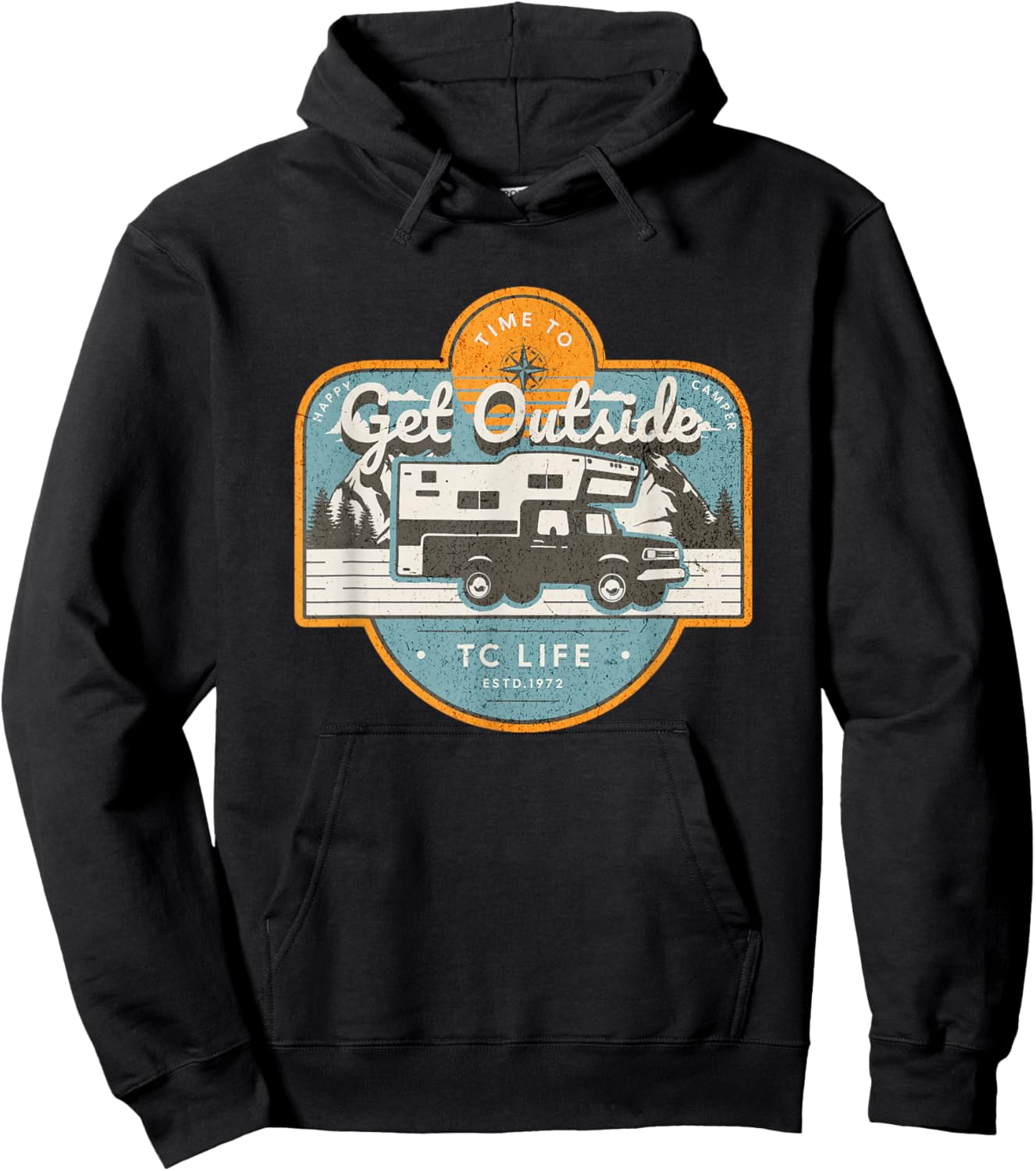 Mountain Adventure Truck Bed Camper for Forest Off-Road Fun Hoodie - Hoodie | Black