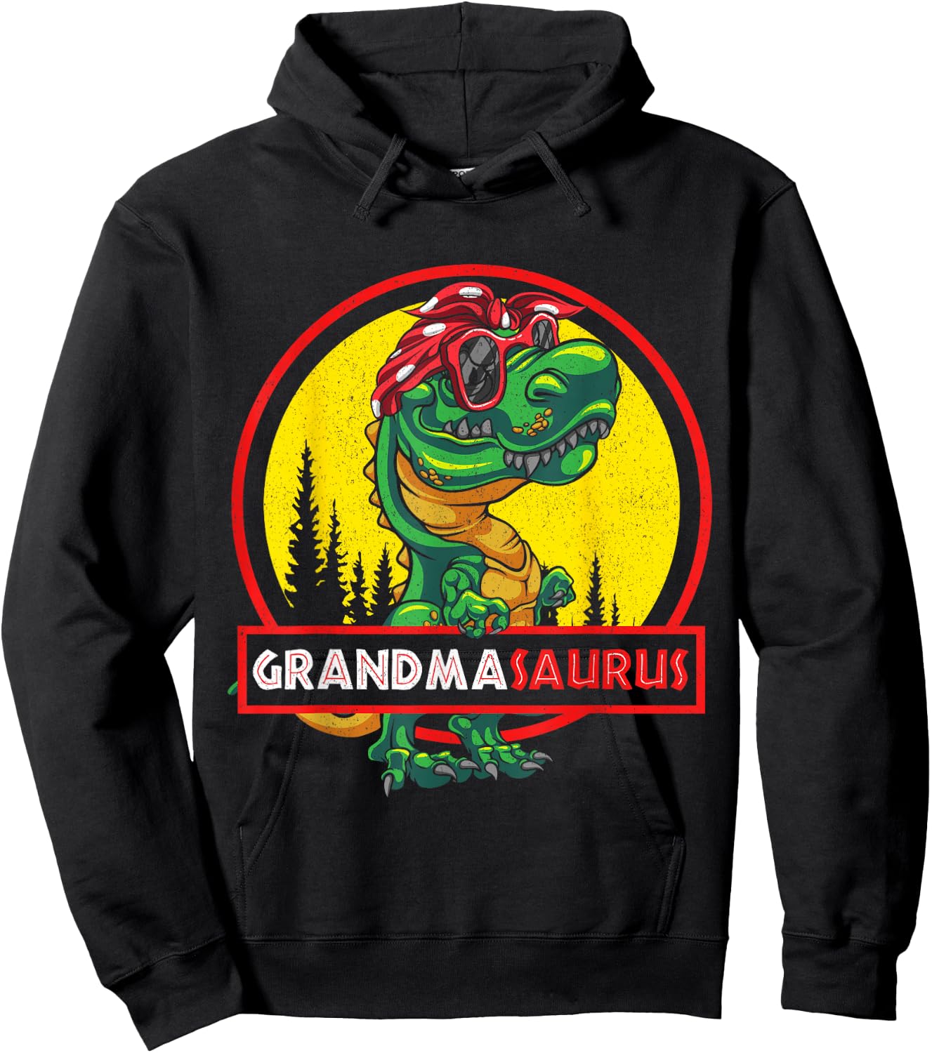 Grandmasaurus T rex Grandma Saurus Dinosaur Family Matching Hoodie - Hoodie | Black