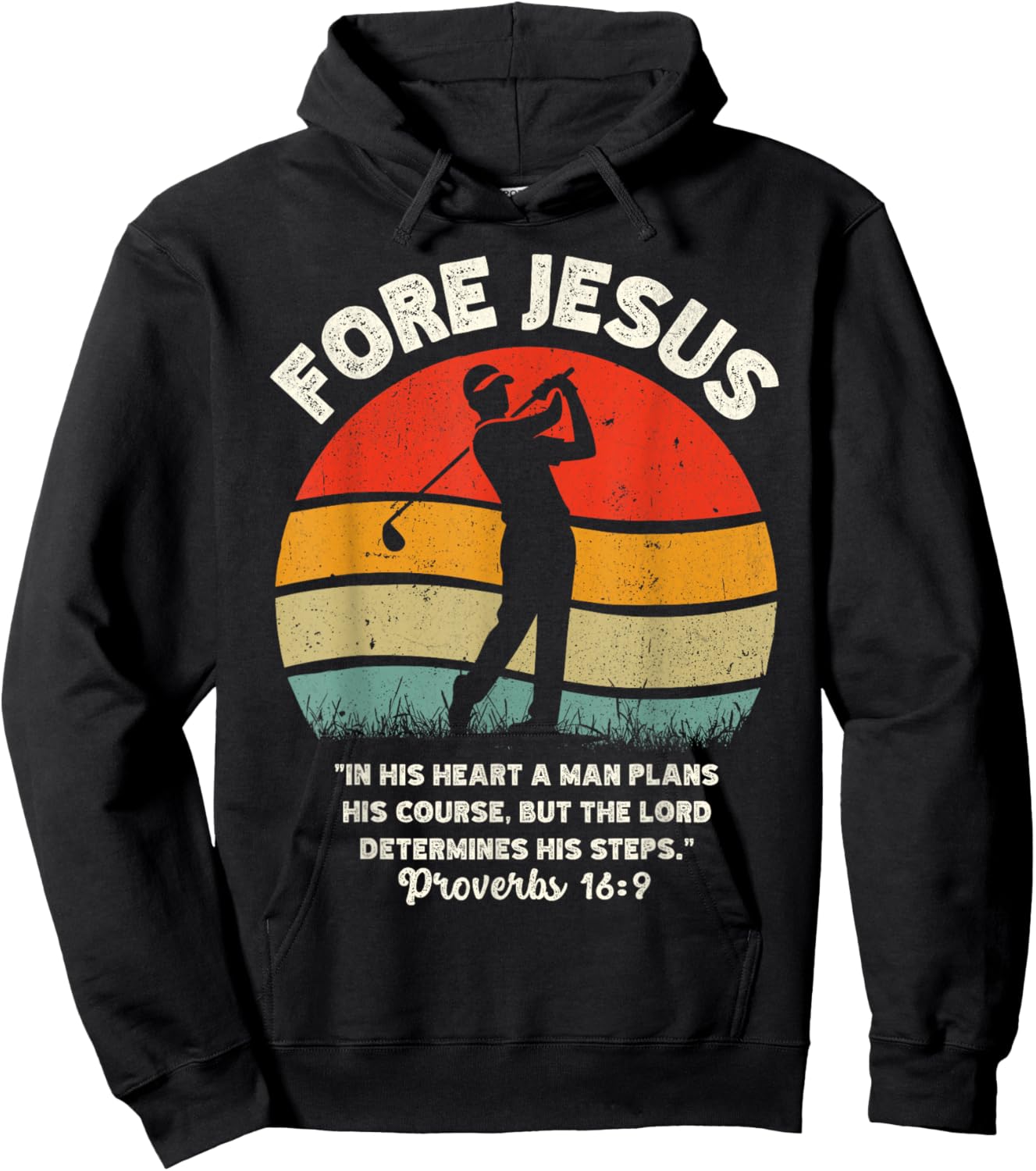 FORE Jesus Christian Golf Retro 70s Religious Golfing Men's Hoodie - Hoodie | Black